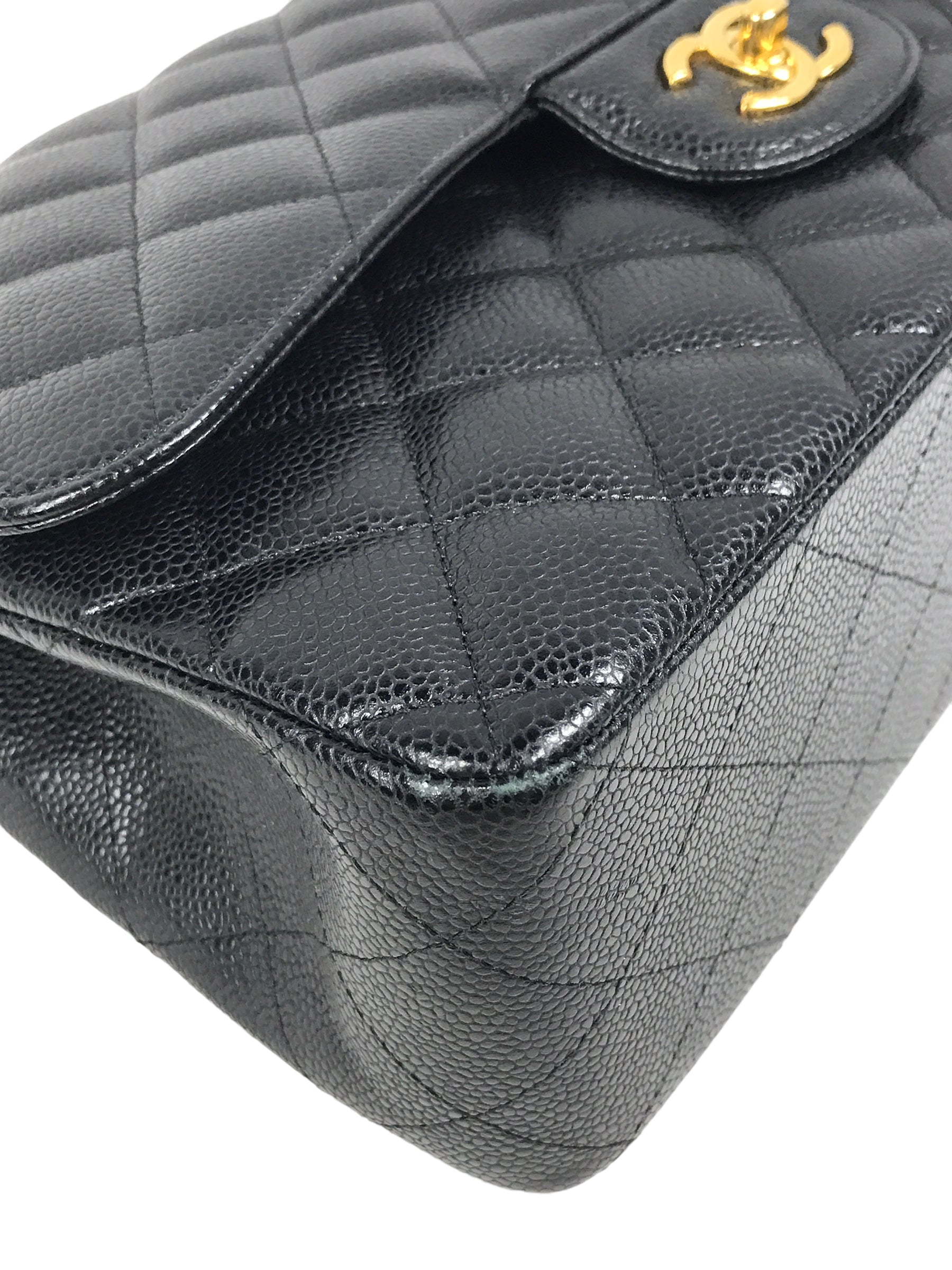 Black Caviar Quilted Double Flap Jumbo w/GHW