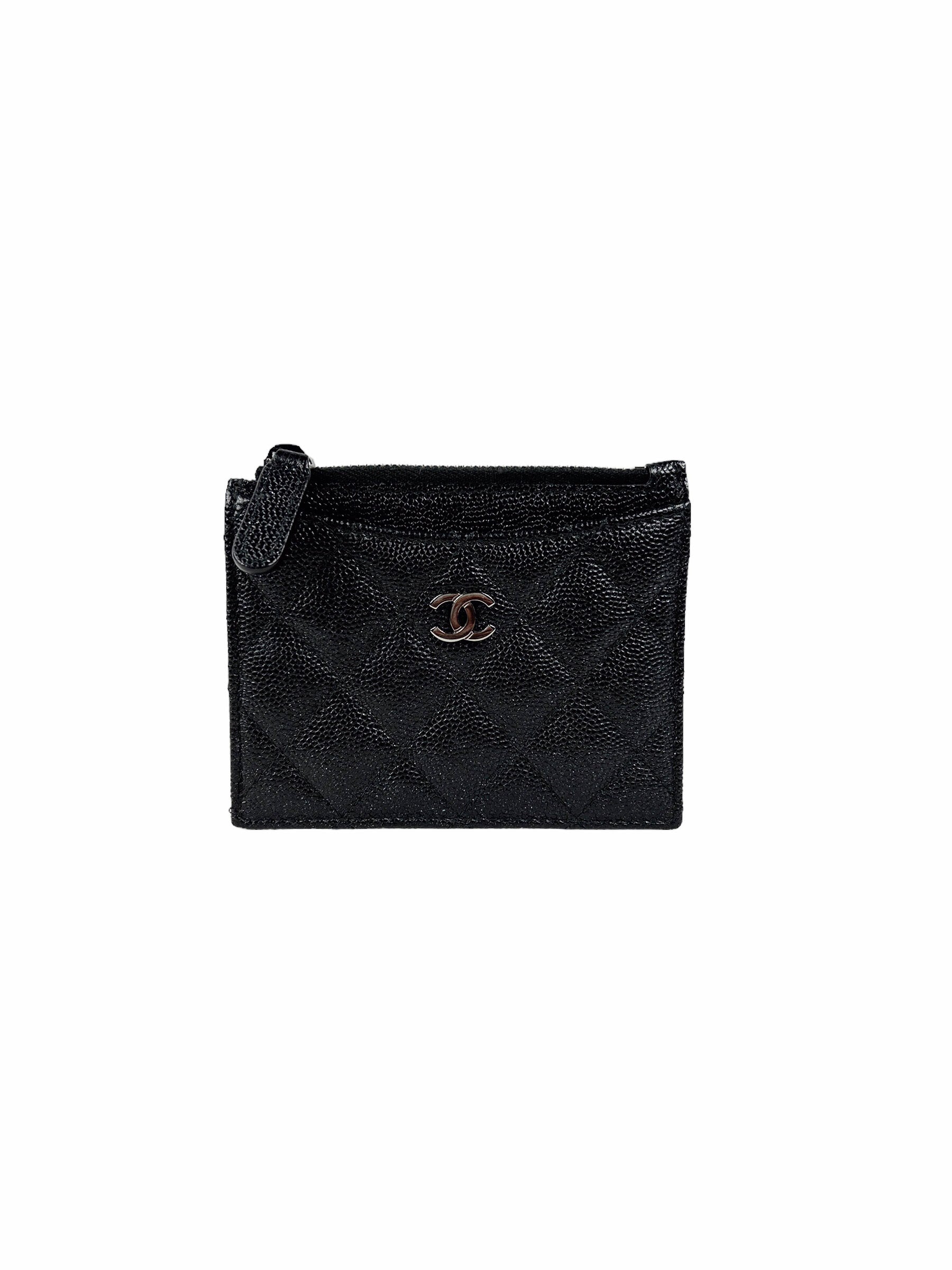 18C Black Caviar Quilted O-card Wallet w/RHW