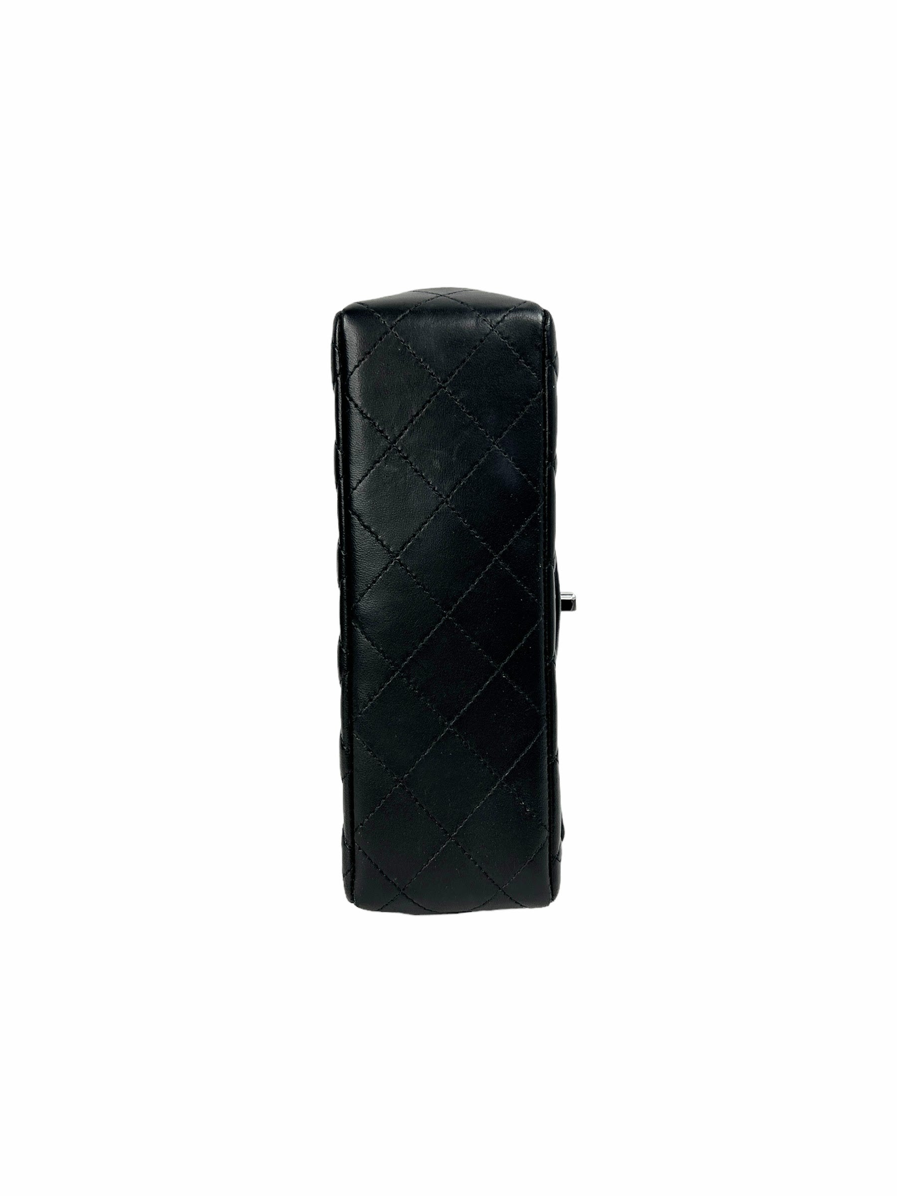 Black Quilted Lambskin Single Flap Mini Rectangle w/SHW
