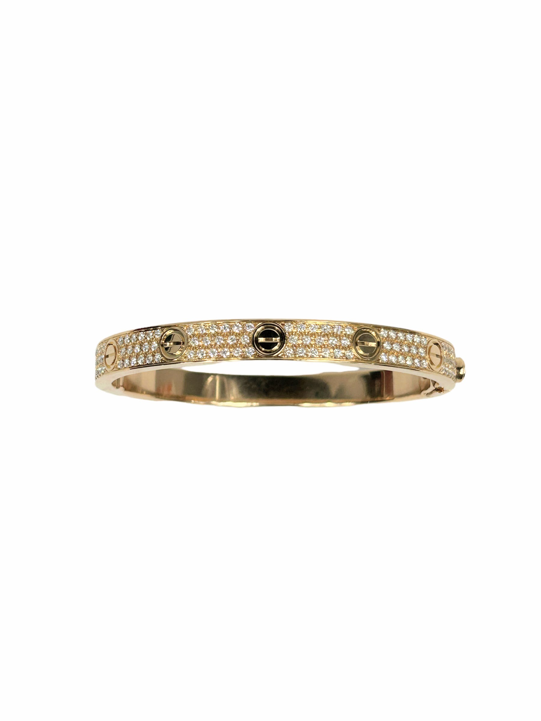 18K Rose Gold Diamond Paved Love Bracelet