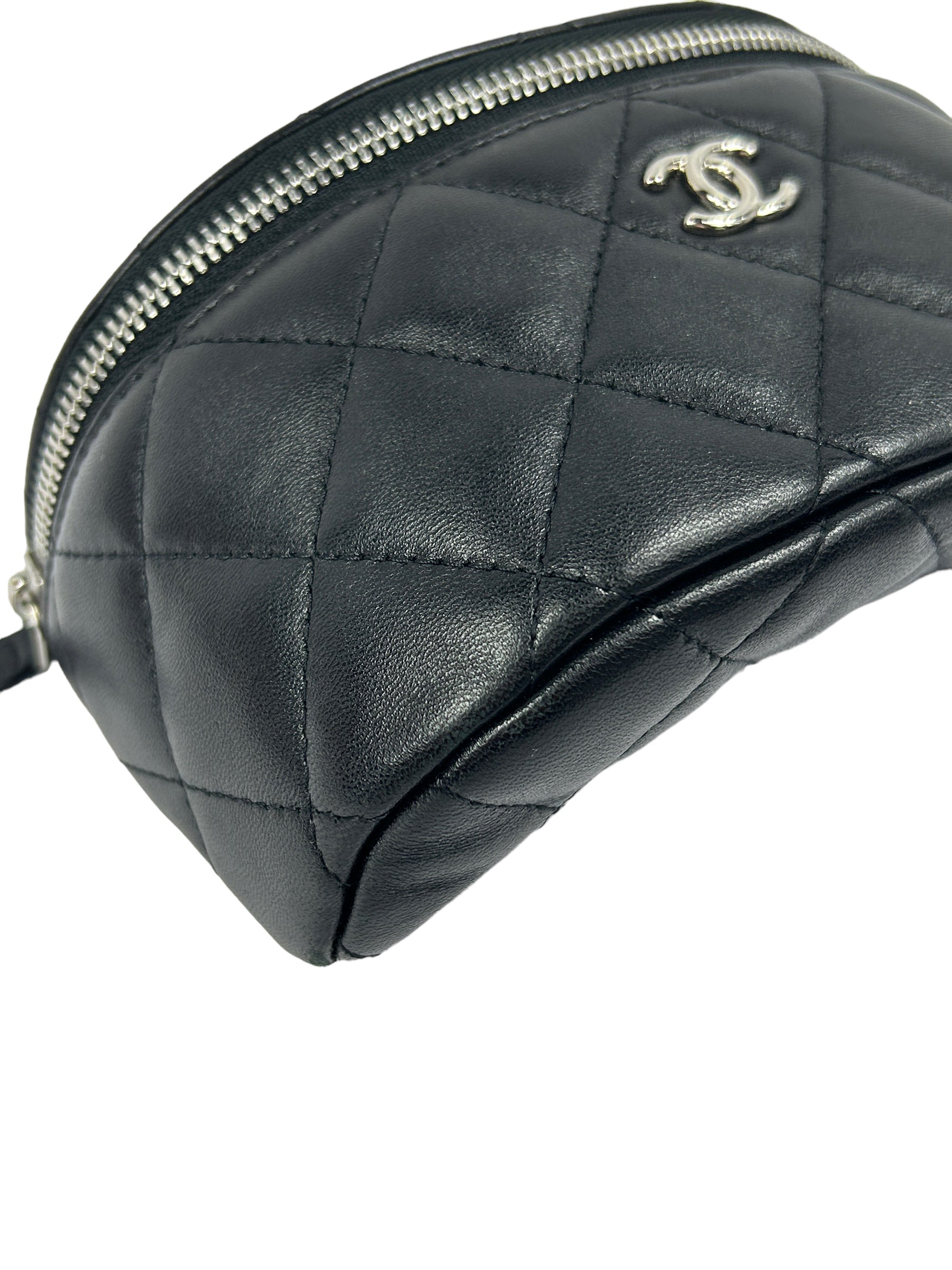 Black Quilted Lambskin Mini Arm Band Pouch w/SHW