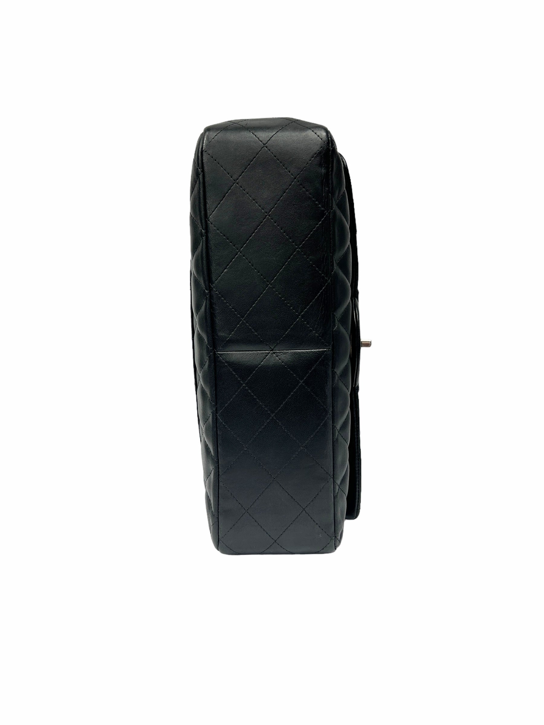 Black Quilted Lambskin Single Flap Classic Jumbo w/SHW