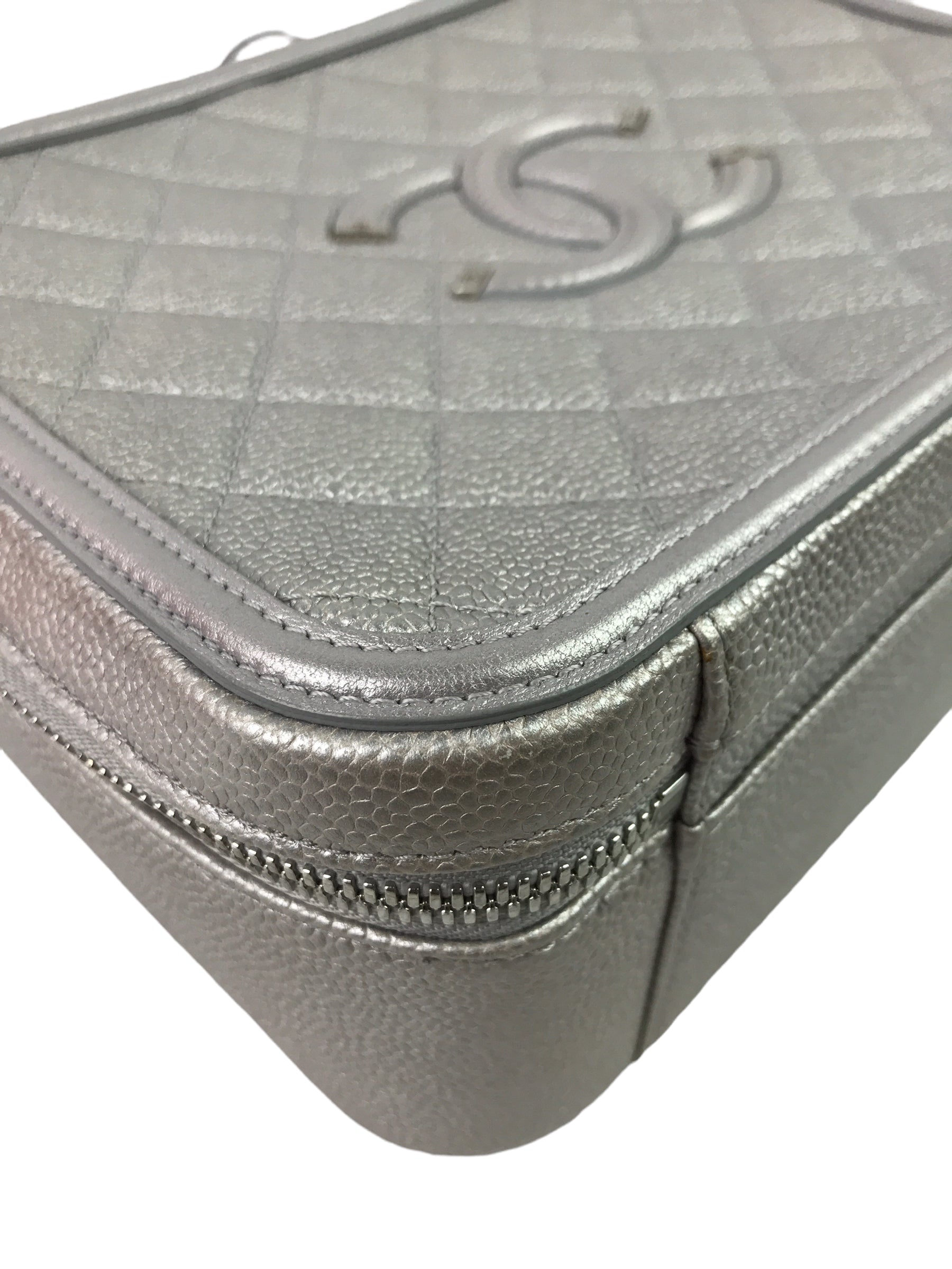 Caviar Silver Large CC Vanity Case Bag W/SHW