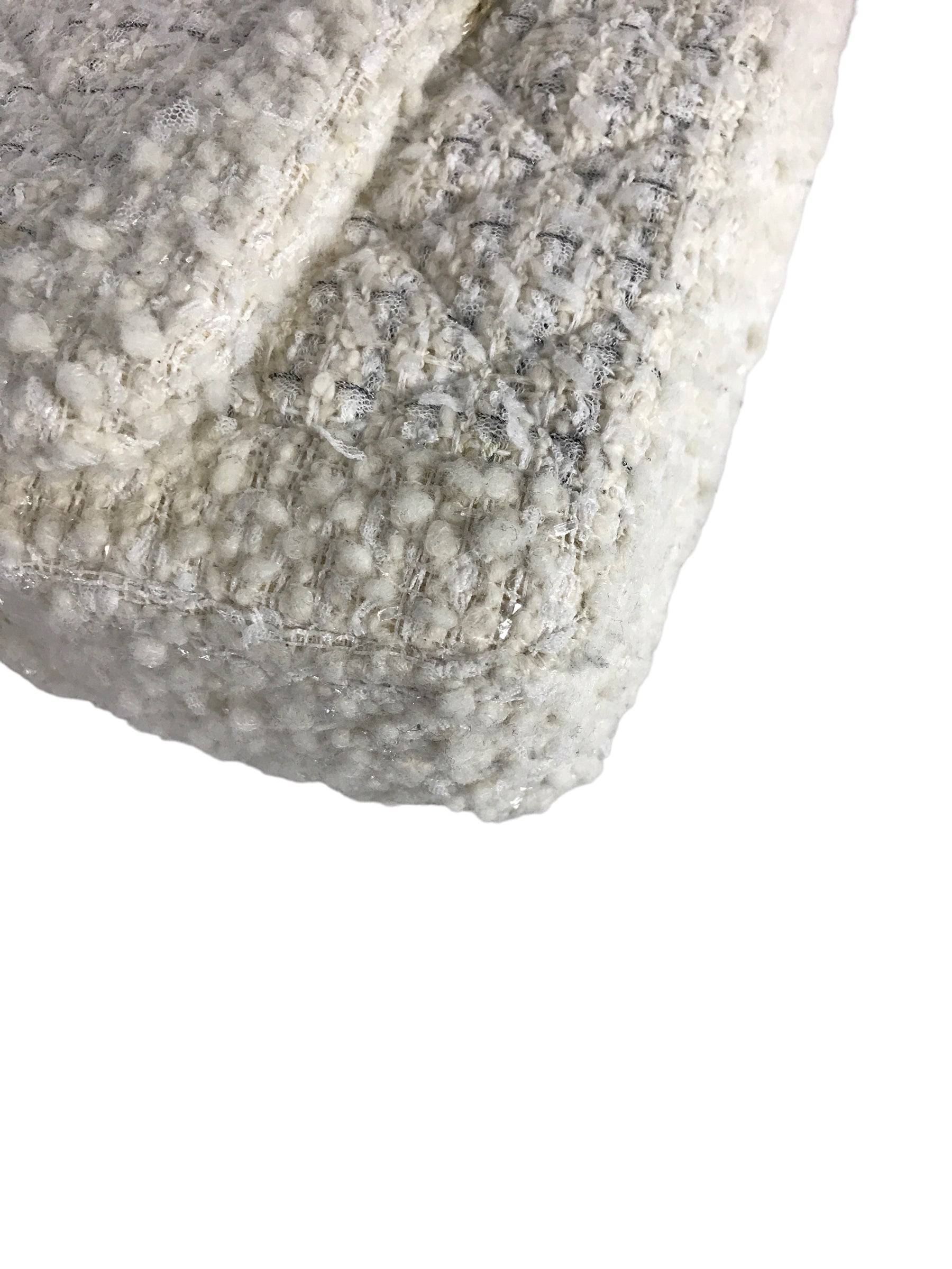 White/ Silver Tweed Flap Medium Classic Bag w/LGHW