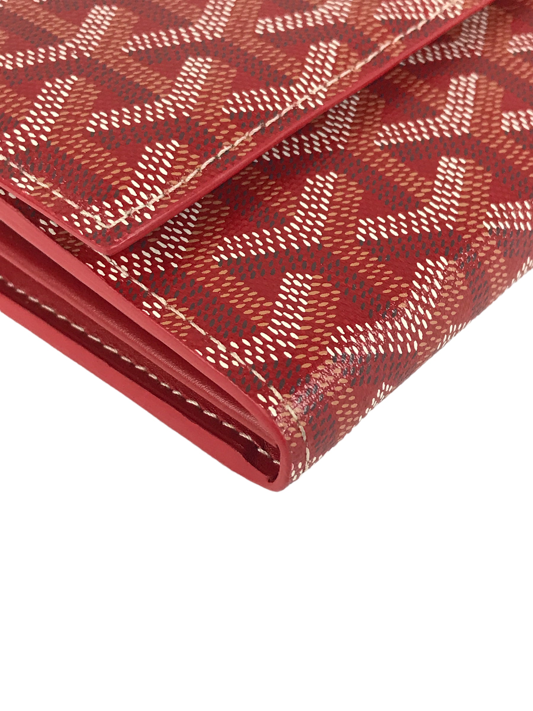 Red Canvas and Red Calfskin Leather Varenne Continental Wallet