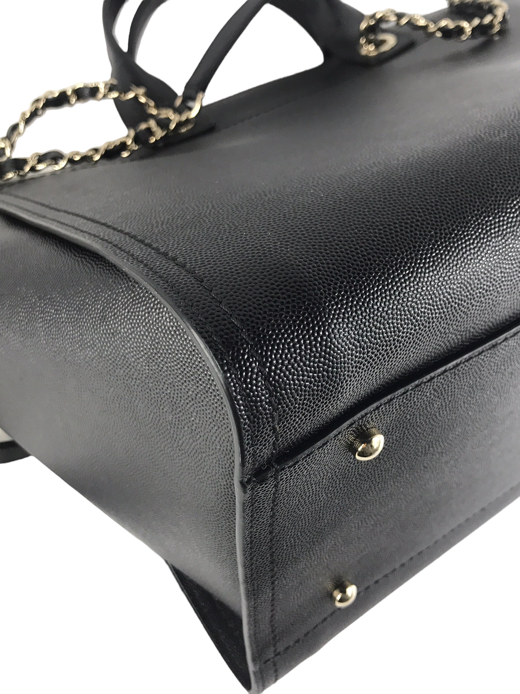Black Caviar Leather Large Studded Deauville Bag w/GHW
