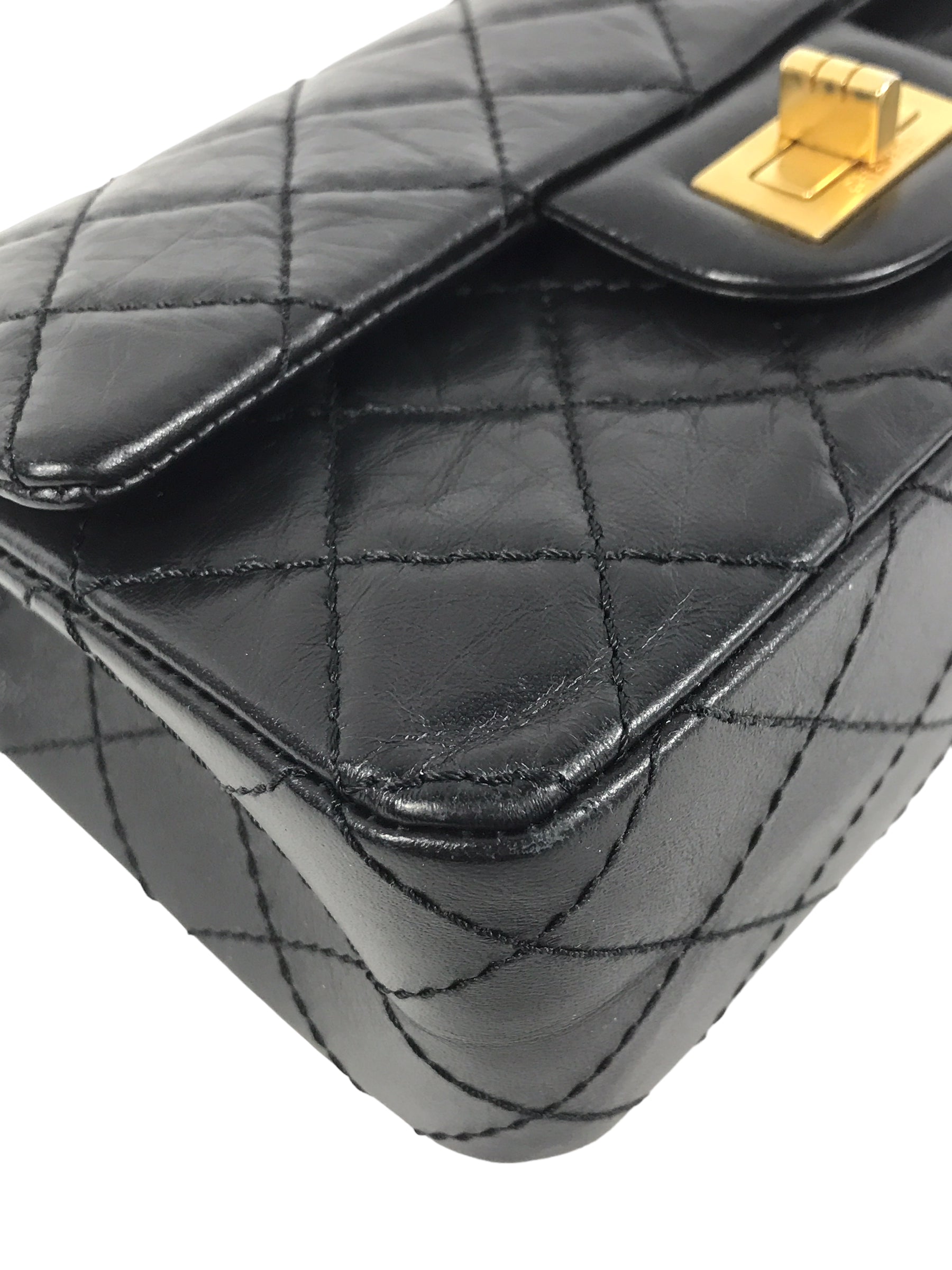 Black Quilted Crinkled Lambskin Reissue Mini 2.55 W/AGHW