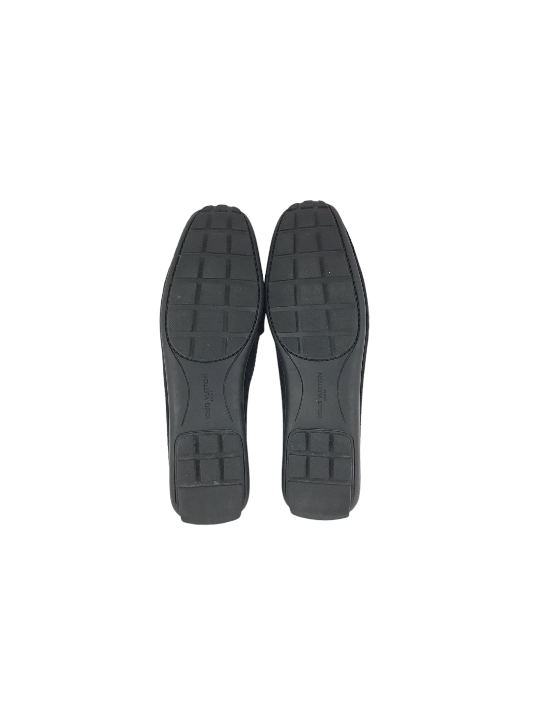 Monogram Black Suede Drivers Loafers W/SHW