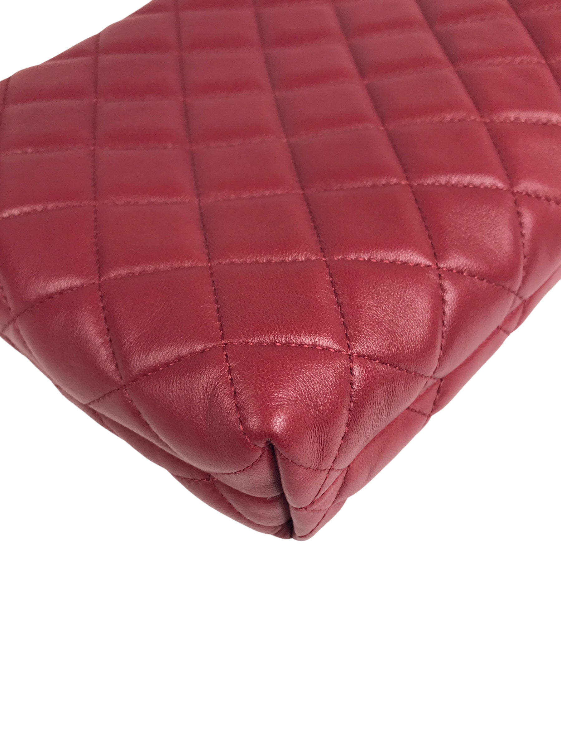 Red Quilted Lambskin CC Clutch W/SHW