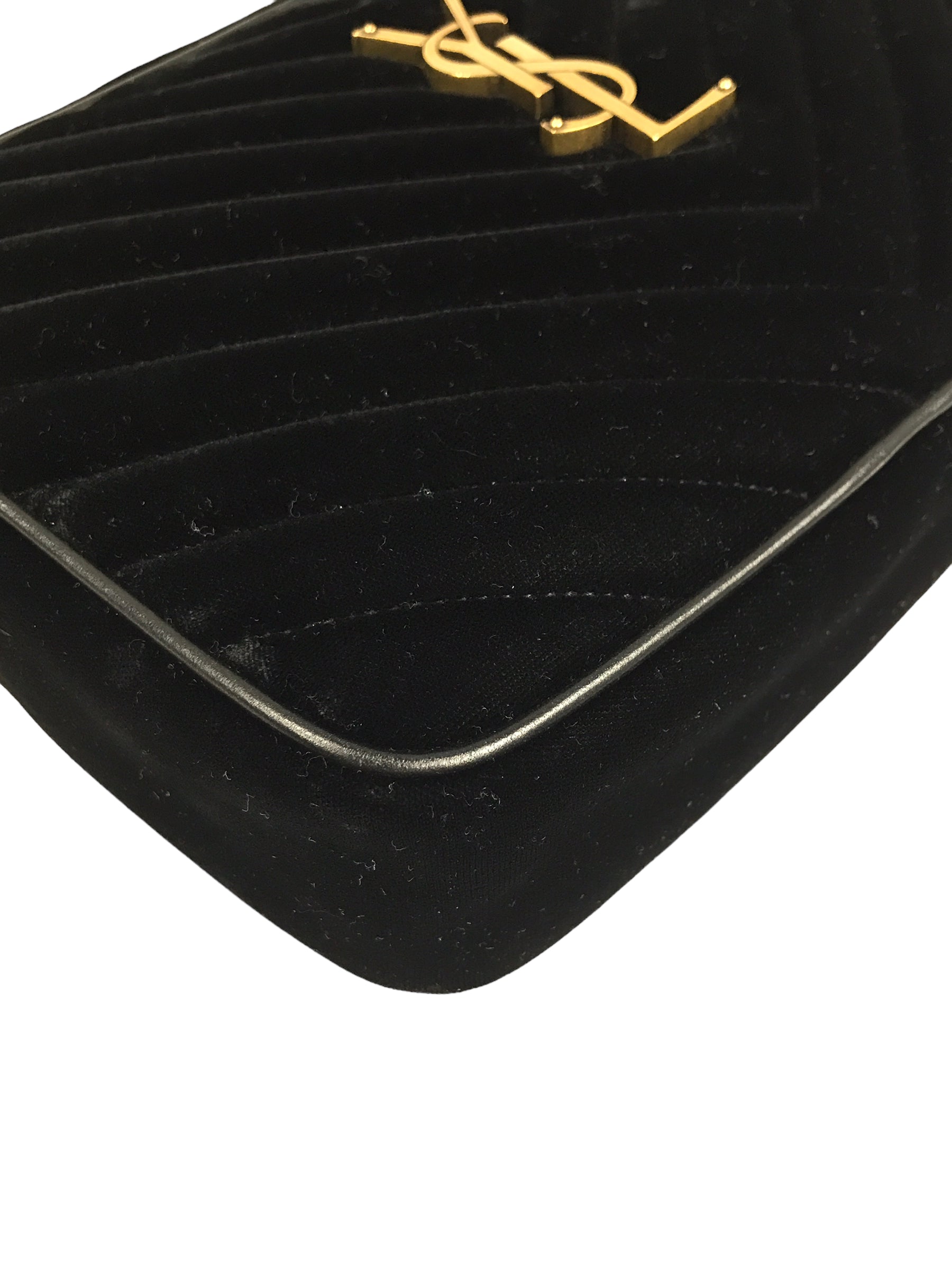 Black Medium Lou YSL Velvet Camera Bag w/AGHW
