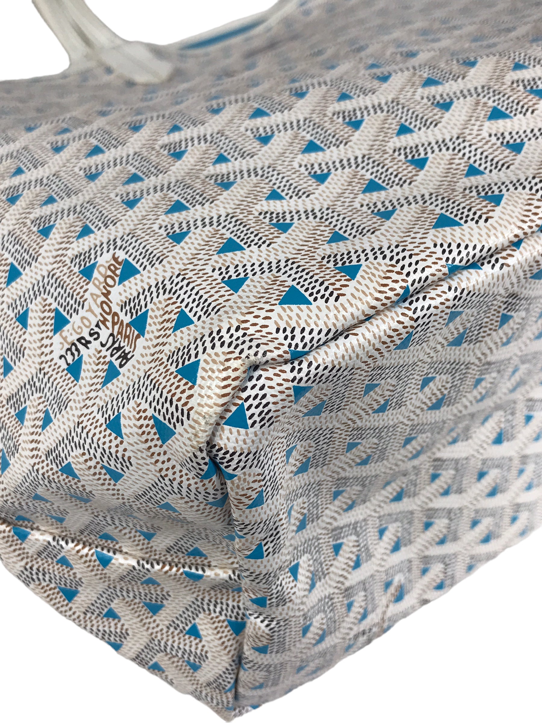 Limited Edition Blue and White Goyardine Canvas and Calfskin Saint Louis Claire-Voie PM Tote