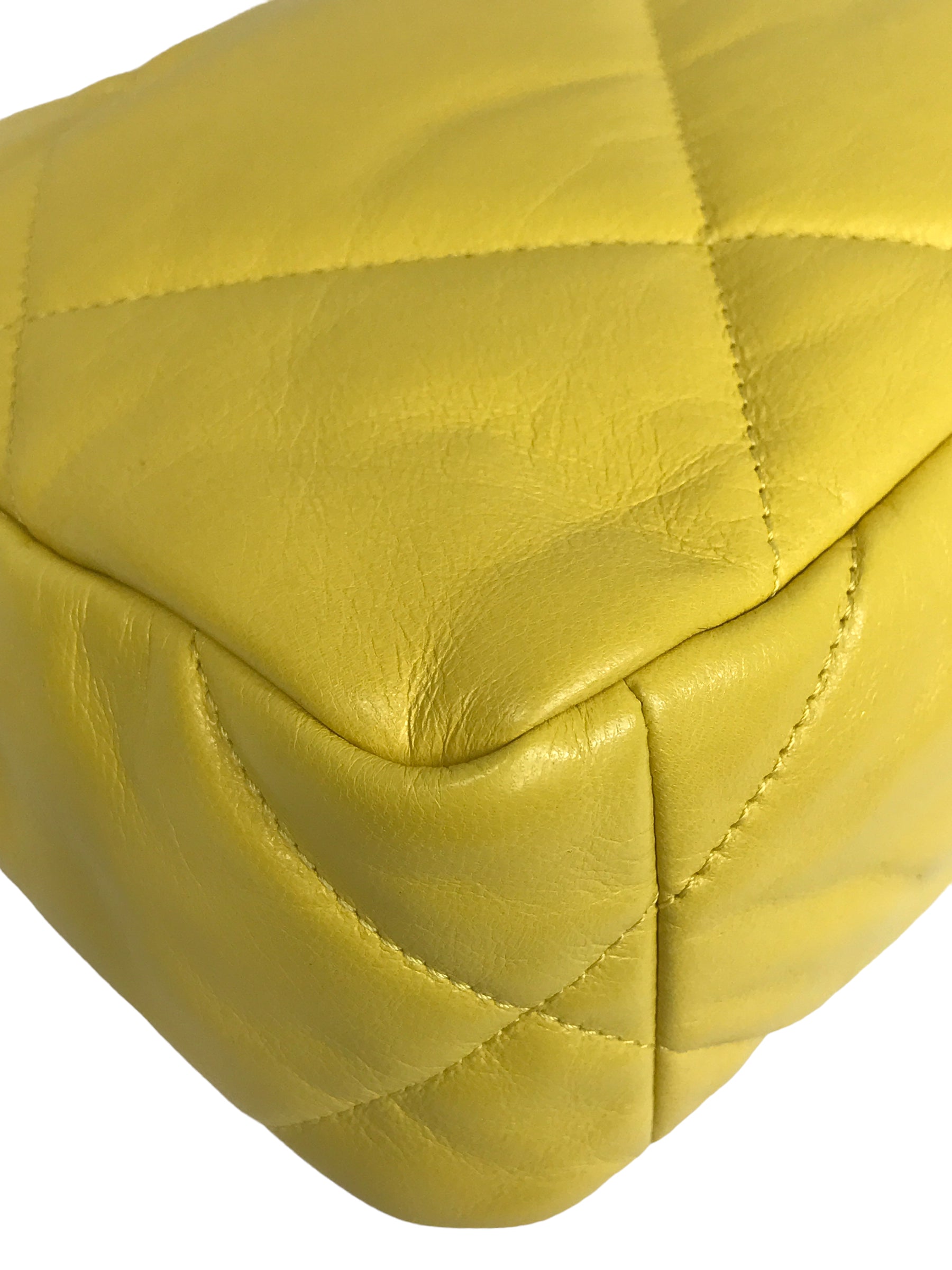 20B1 Yellow Clair Goatskin Quilted 19 Small Flap W/AGHW/SHW/RHW