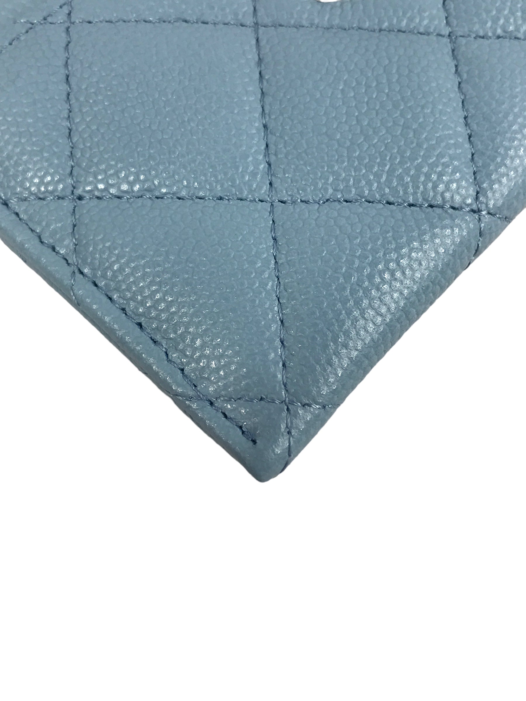 Baby Blue Caviar Quilted Card Case w/GHW