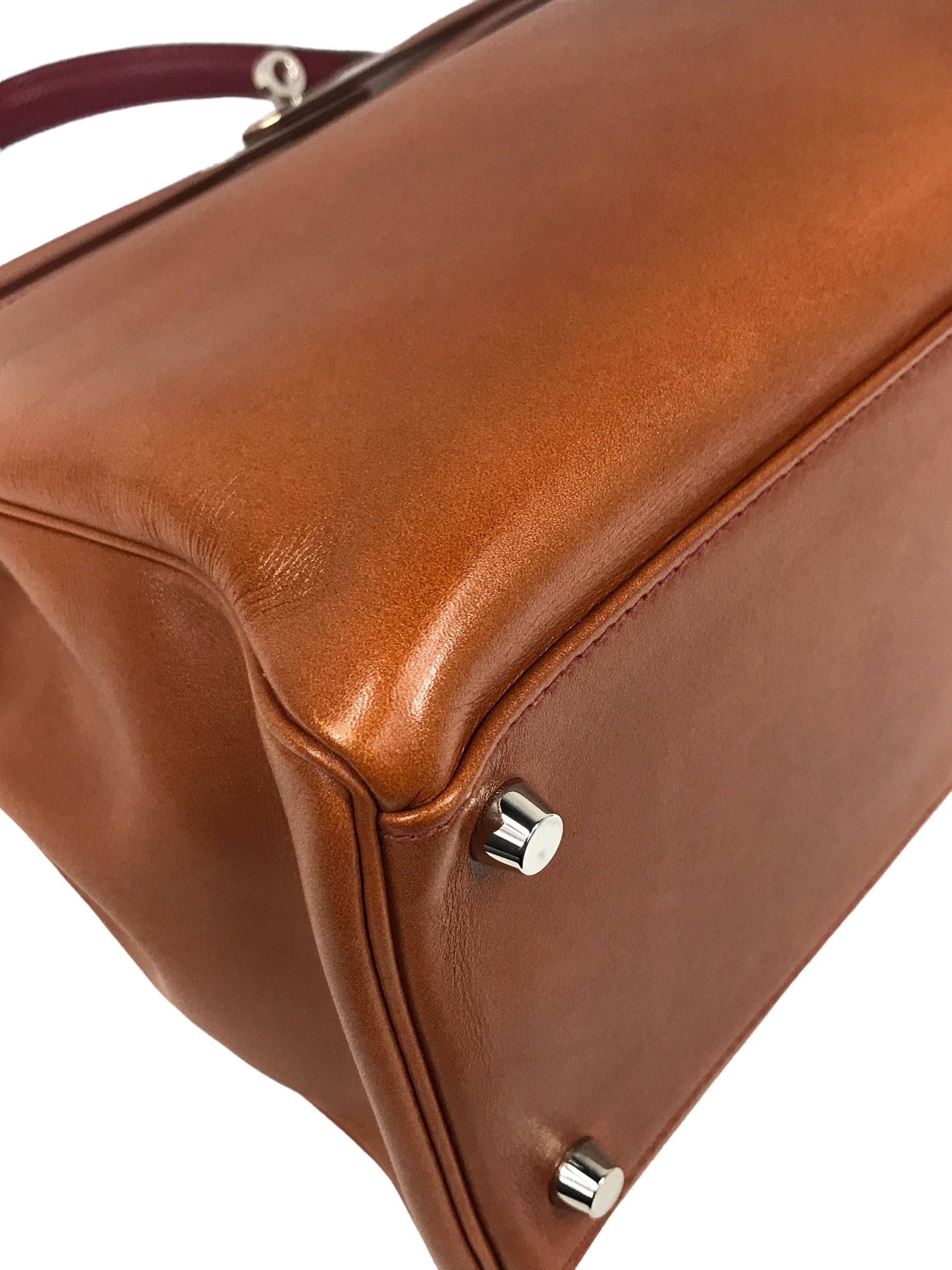 Special Order Gold Box Calf/Rouge H Chevre Mysore Leather Kelly 35 W/PHW