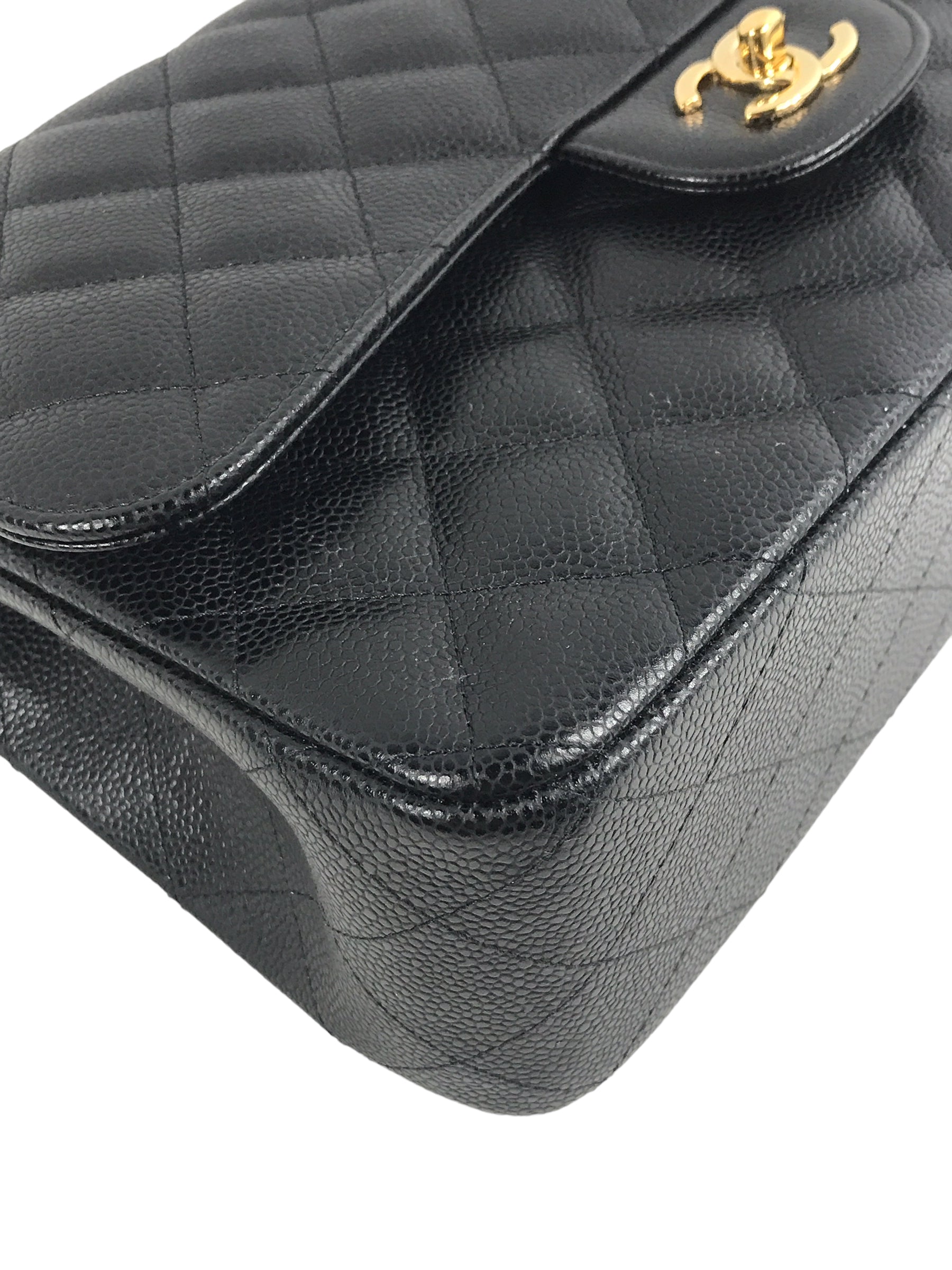 Black Caviar Double Flap Jumbo W/GHW