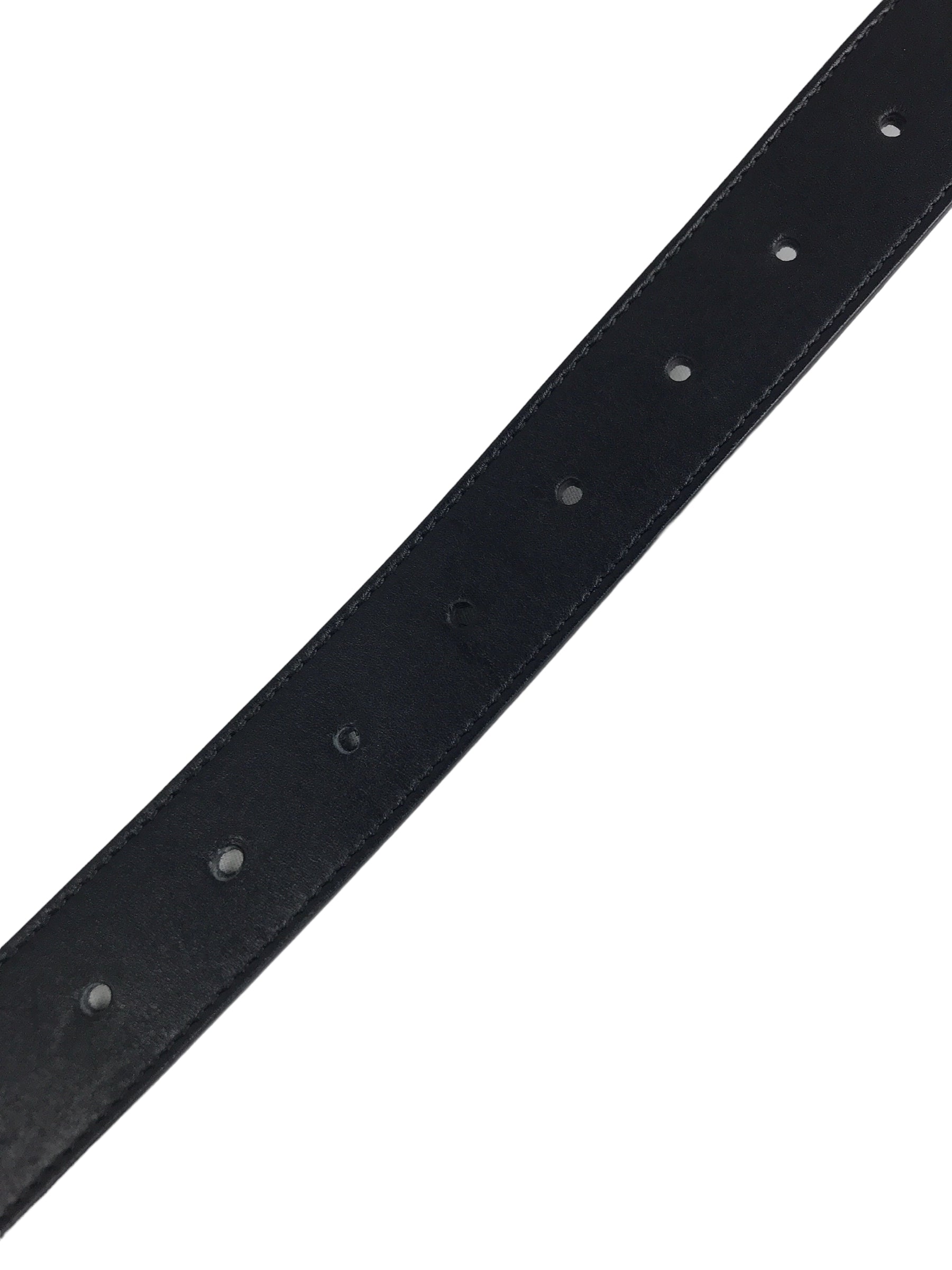 GG Logo Black Leather Belt w/AGW