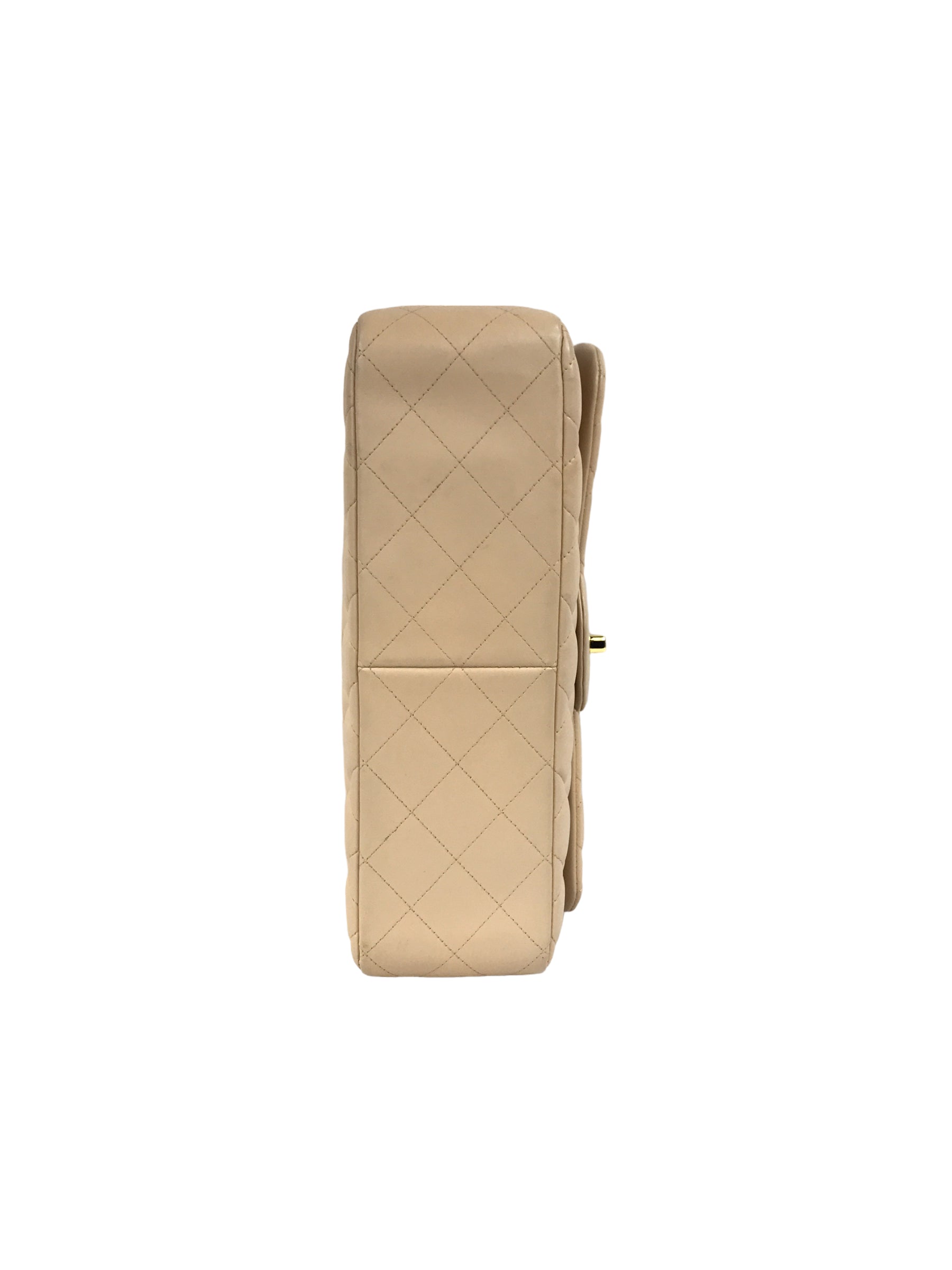 Beige Clair Quilted Lambskin Jumbo w/GHW