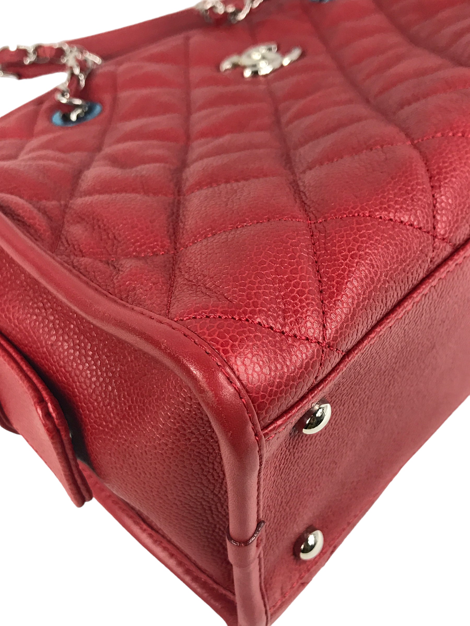 Red Caviar Quilted French Riviera Tote Bag w/SHW
