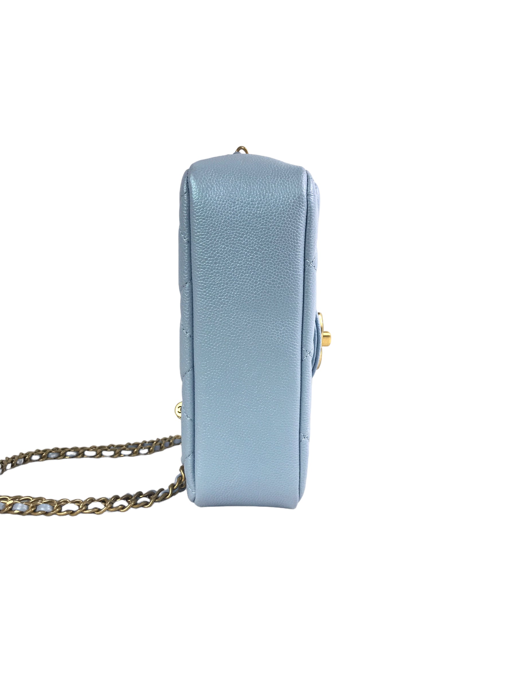 Quilted Caviar Ice Blue 21K Iridescent Mini Square W/AGHW