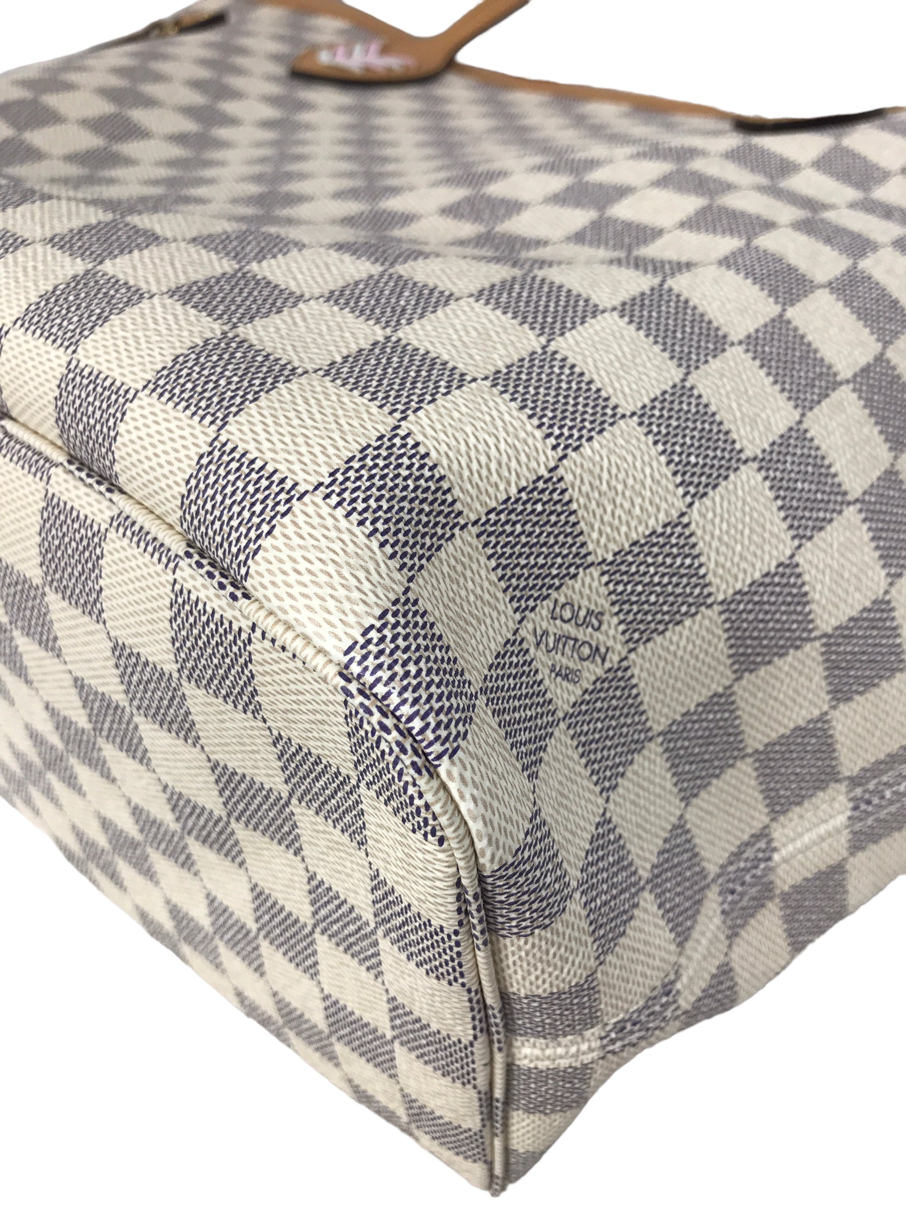 Monogram Coated Canvas Damier Azur Braided Rose Neverfull MM w/GHW