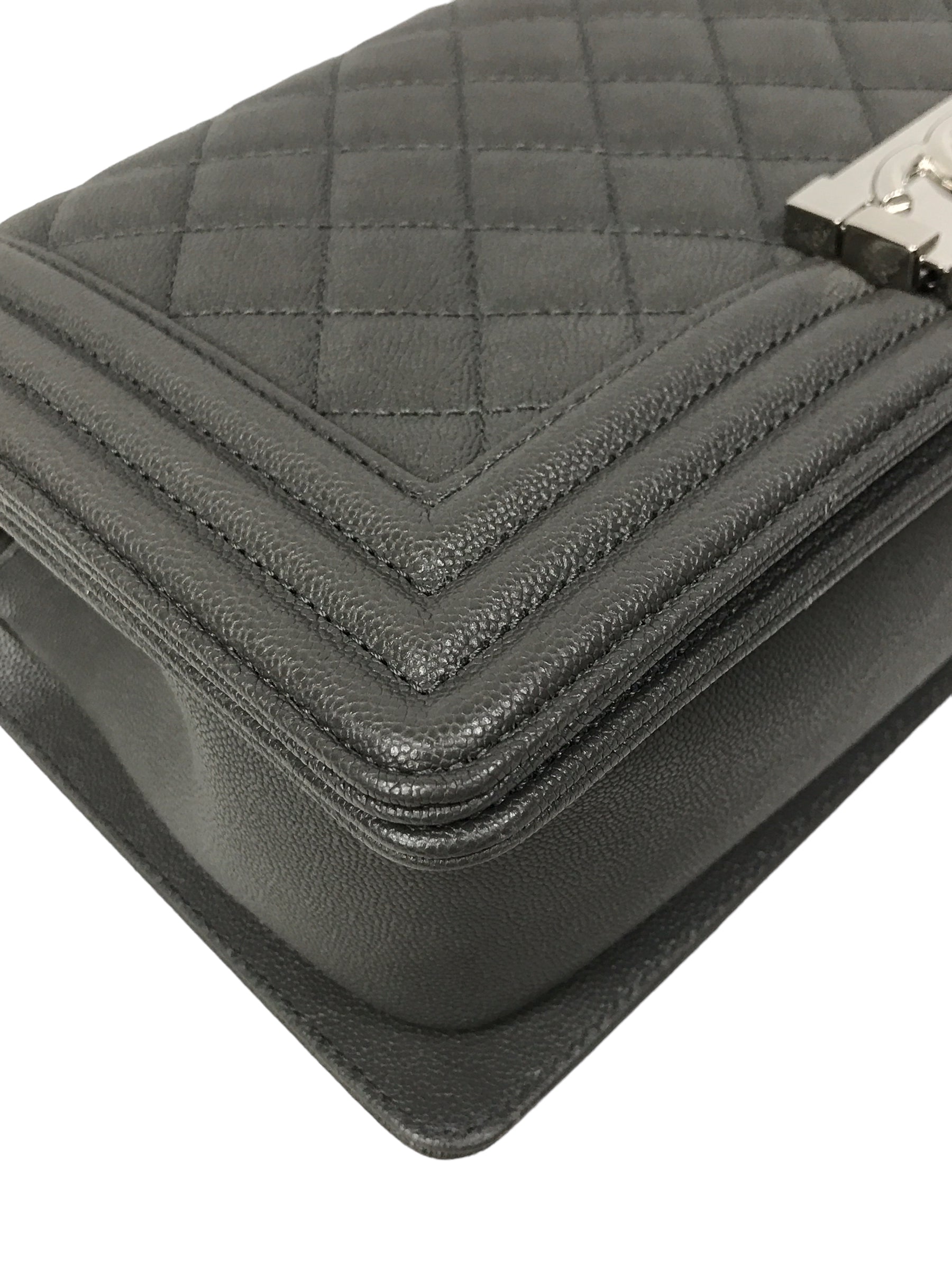 Grey Caviar Quilted Old Medium Boy Bag w/ SHW-ON LAYAWAY