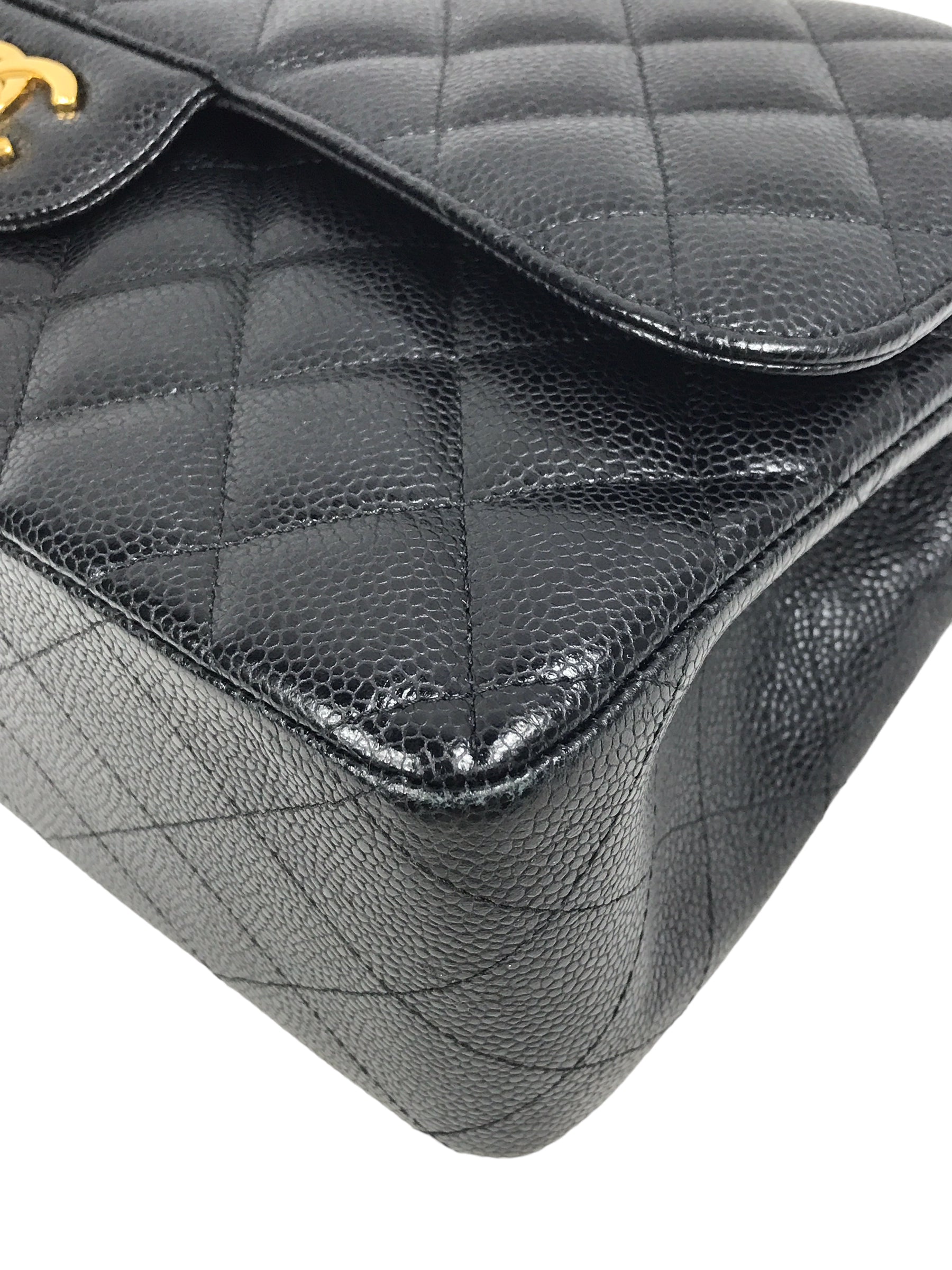Black Caviar Quilted Double Flap Jumbo w/GHW