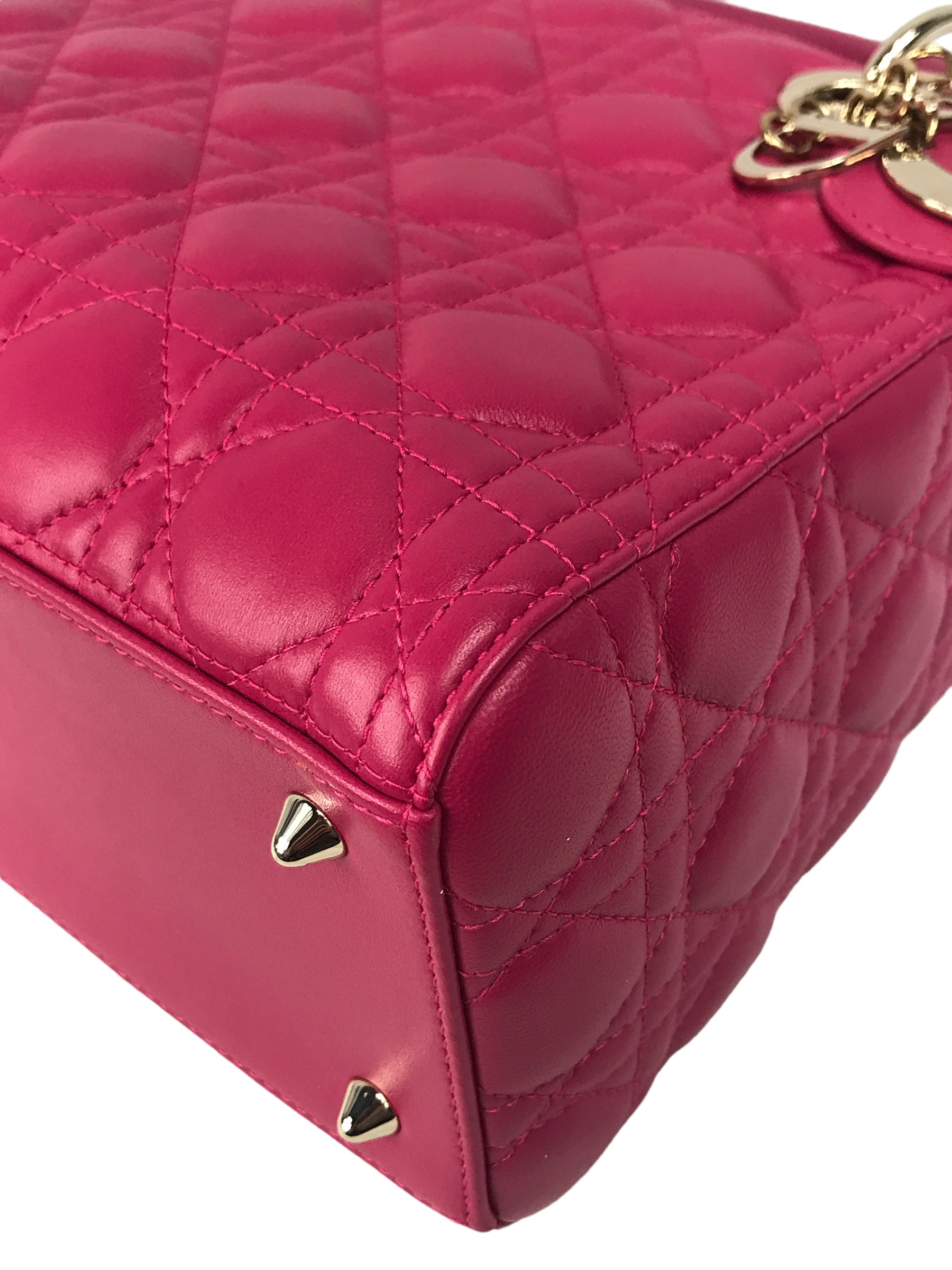 Magenta Medium Lambskin Leather Lady Dior w/GHW