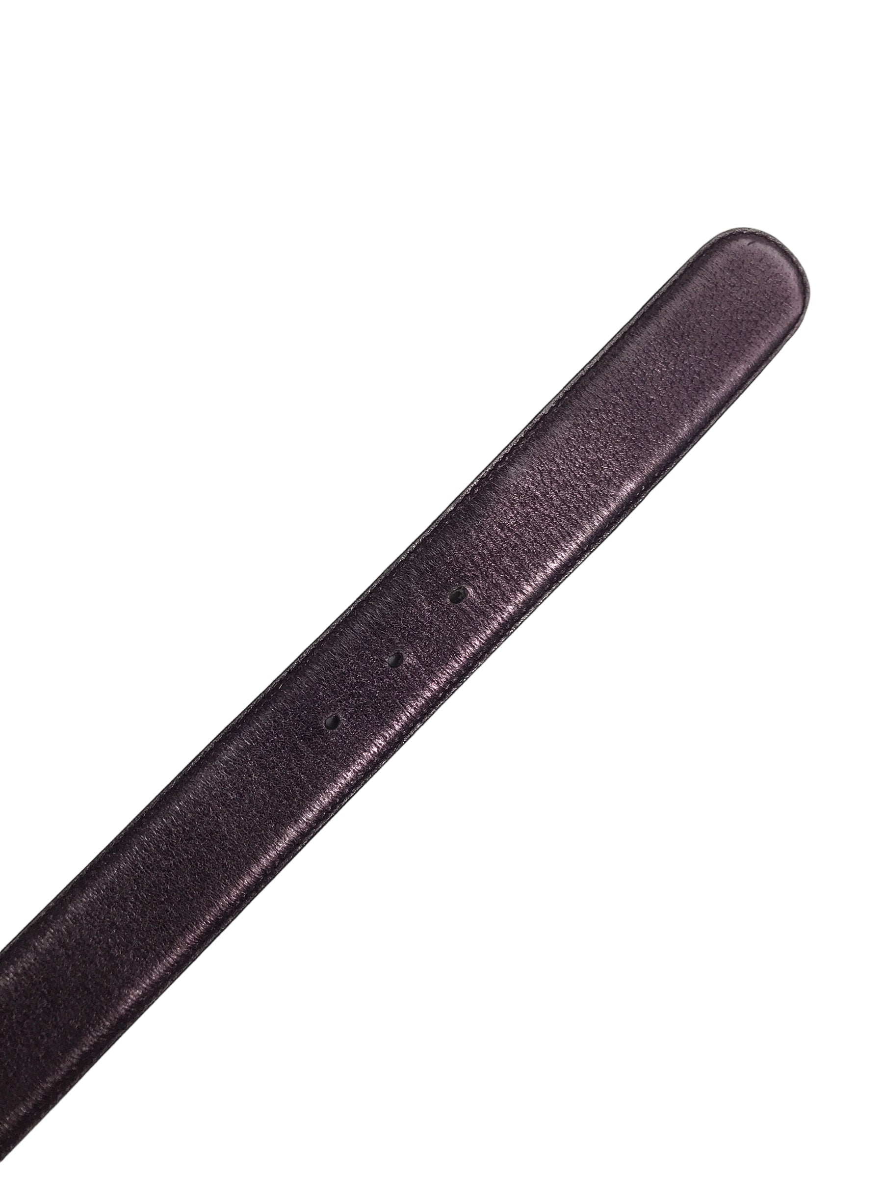 Metallic Purple Leather Belt w/Bamboo Buckle