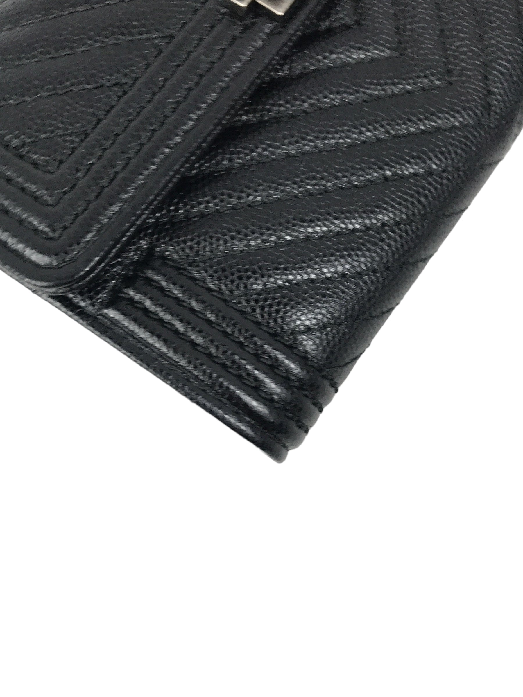 Black Caviar Chevron Boy Flap Wallet w/RHW