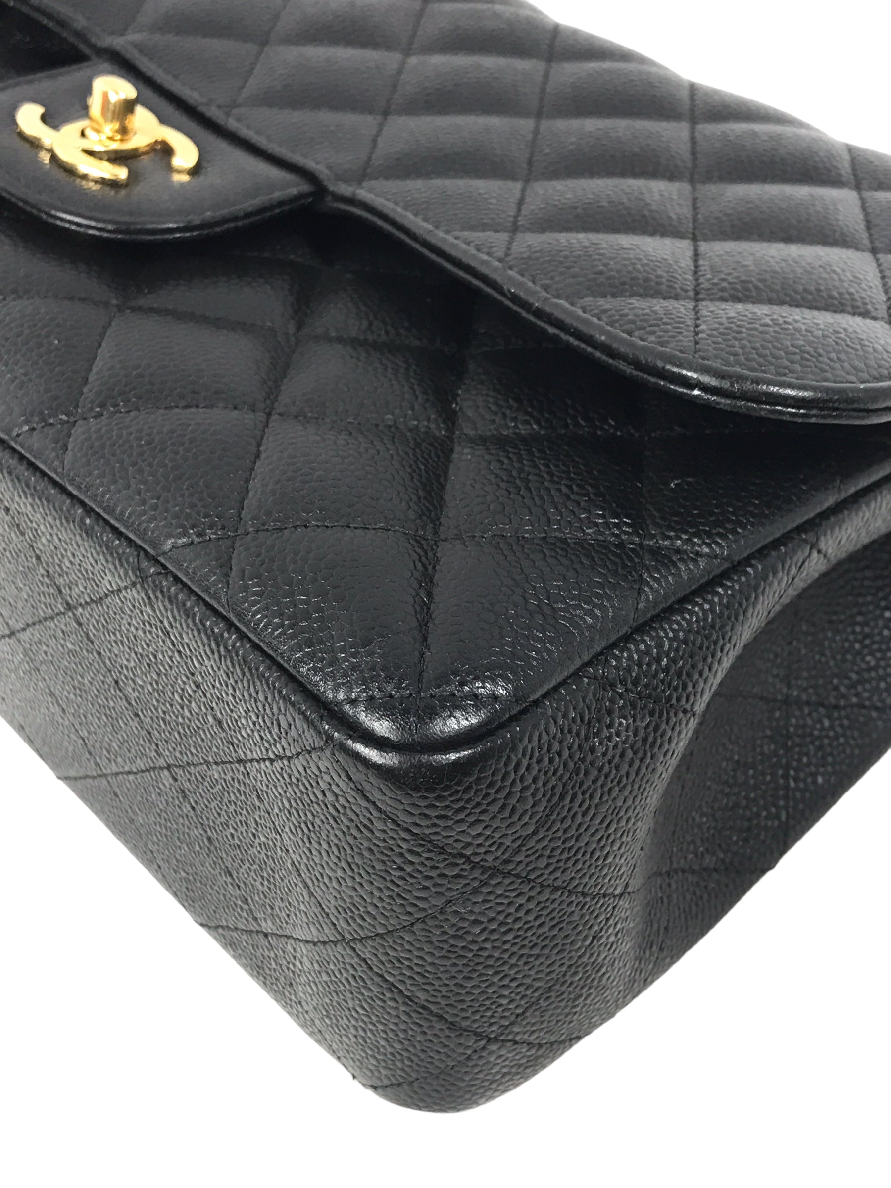 Black Caviar Quilted Double Flap Jumbo Classic Flap w/GHW