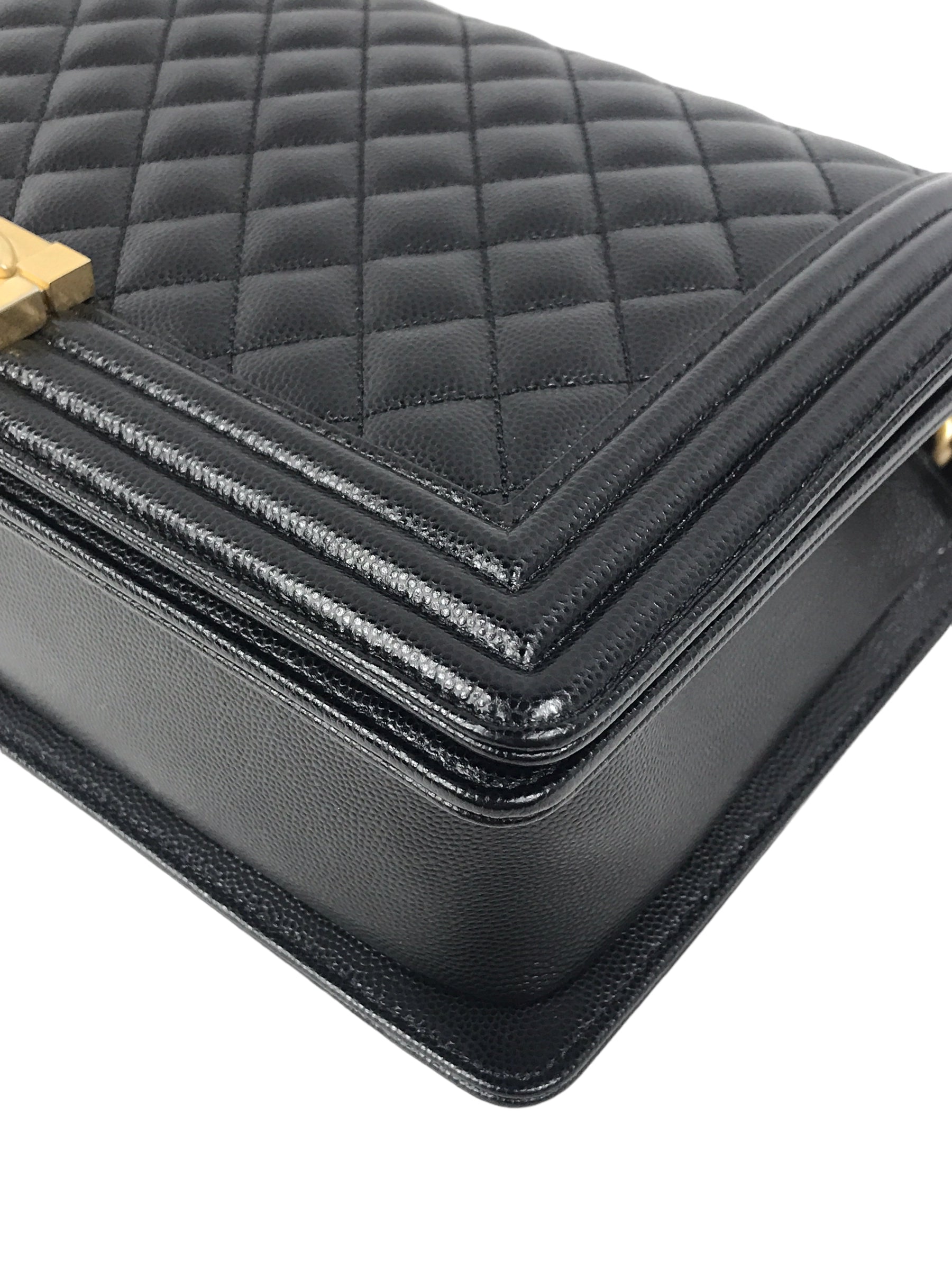Black Caviar Quilted New Medium Boy Bag w/AGHW