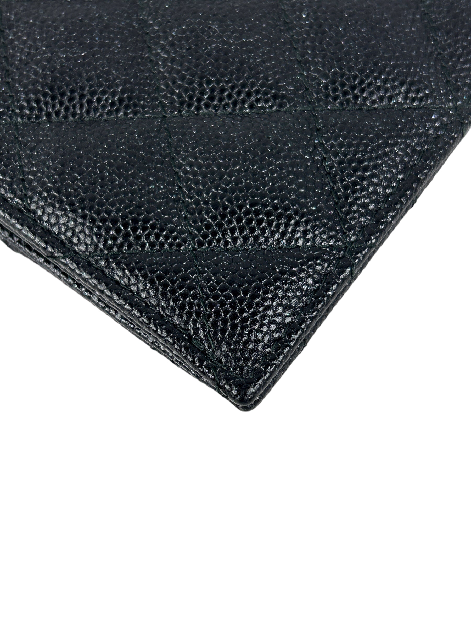 18C Black Caviar Quilted O-card Wallet w/RHW