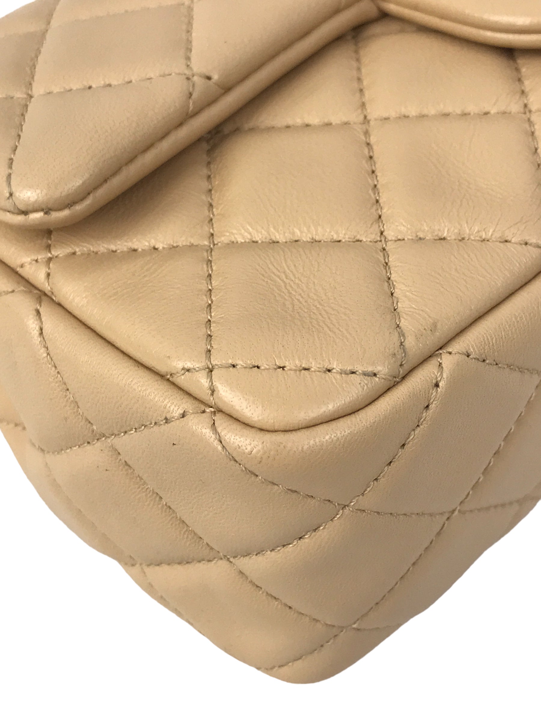 Lambskin Quilted Leather Mini Rectangle Pearl Crush w/AGHW