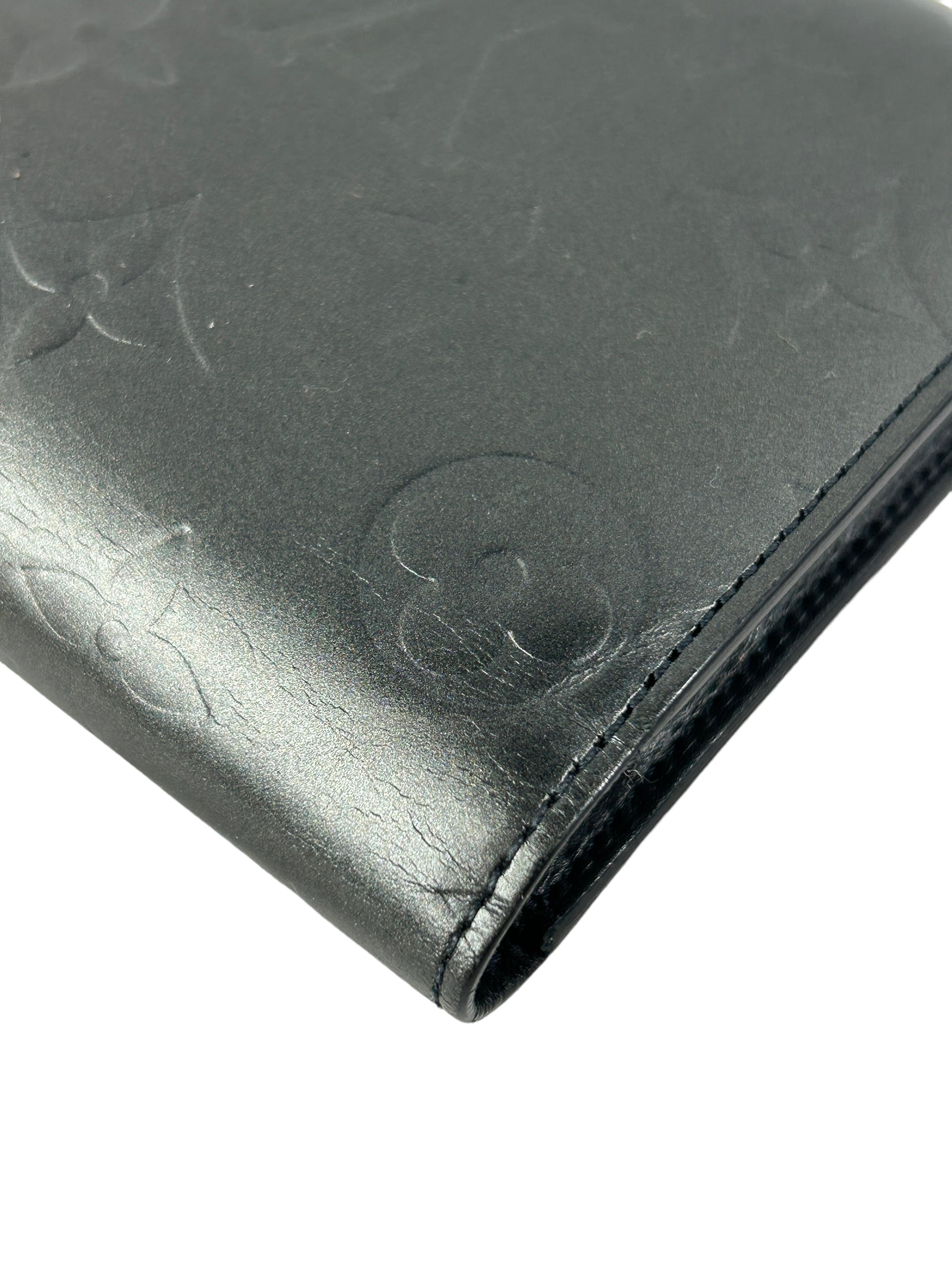 Porte Tresor Metallic Grey Patent Empriente Leather International Long Wallet