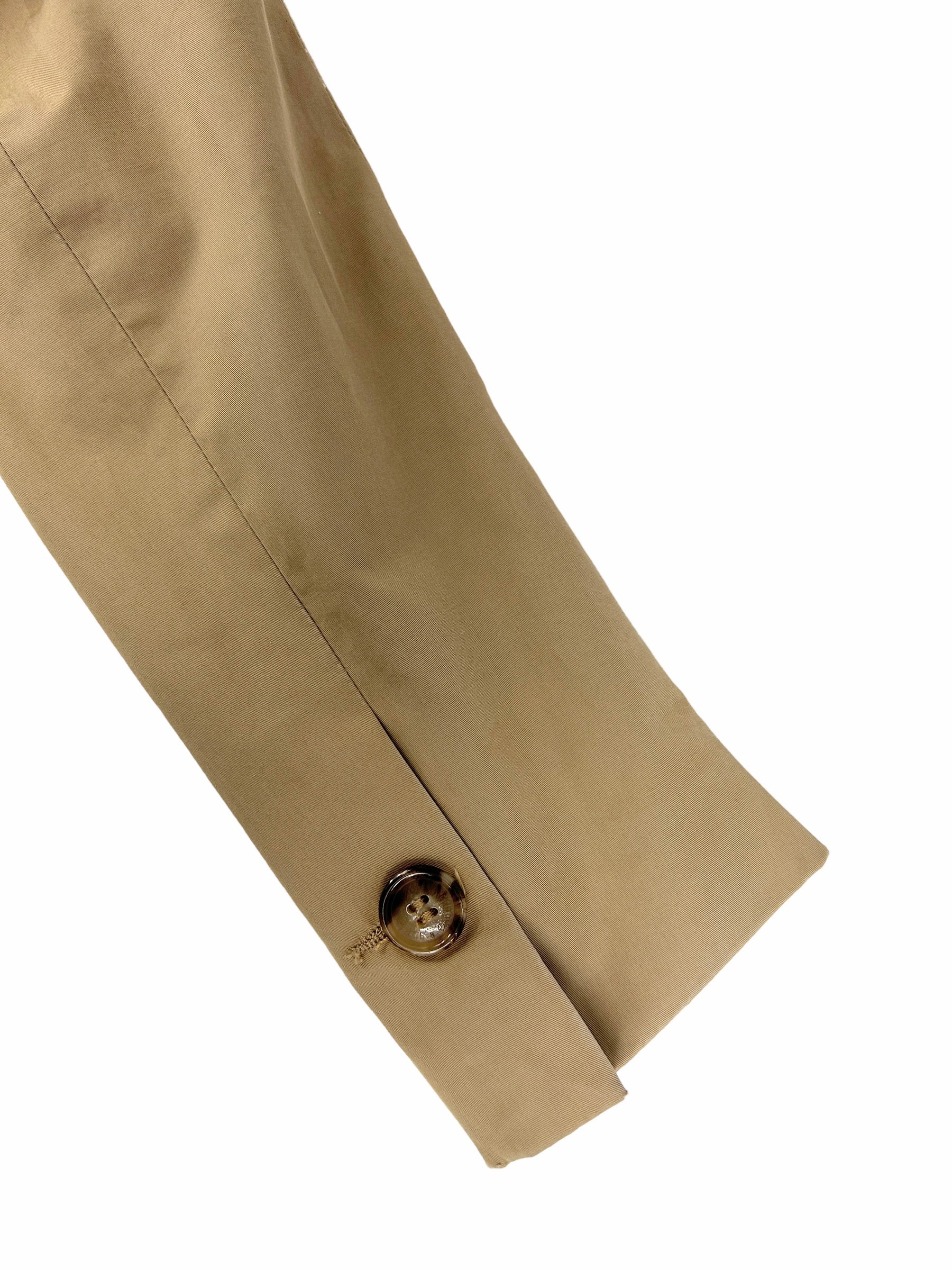 Beige Cotton Double Breasted Trench Coat
