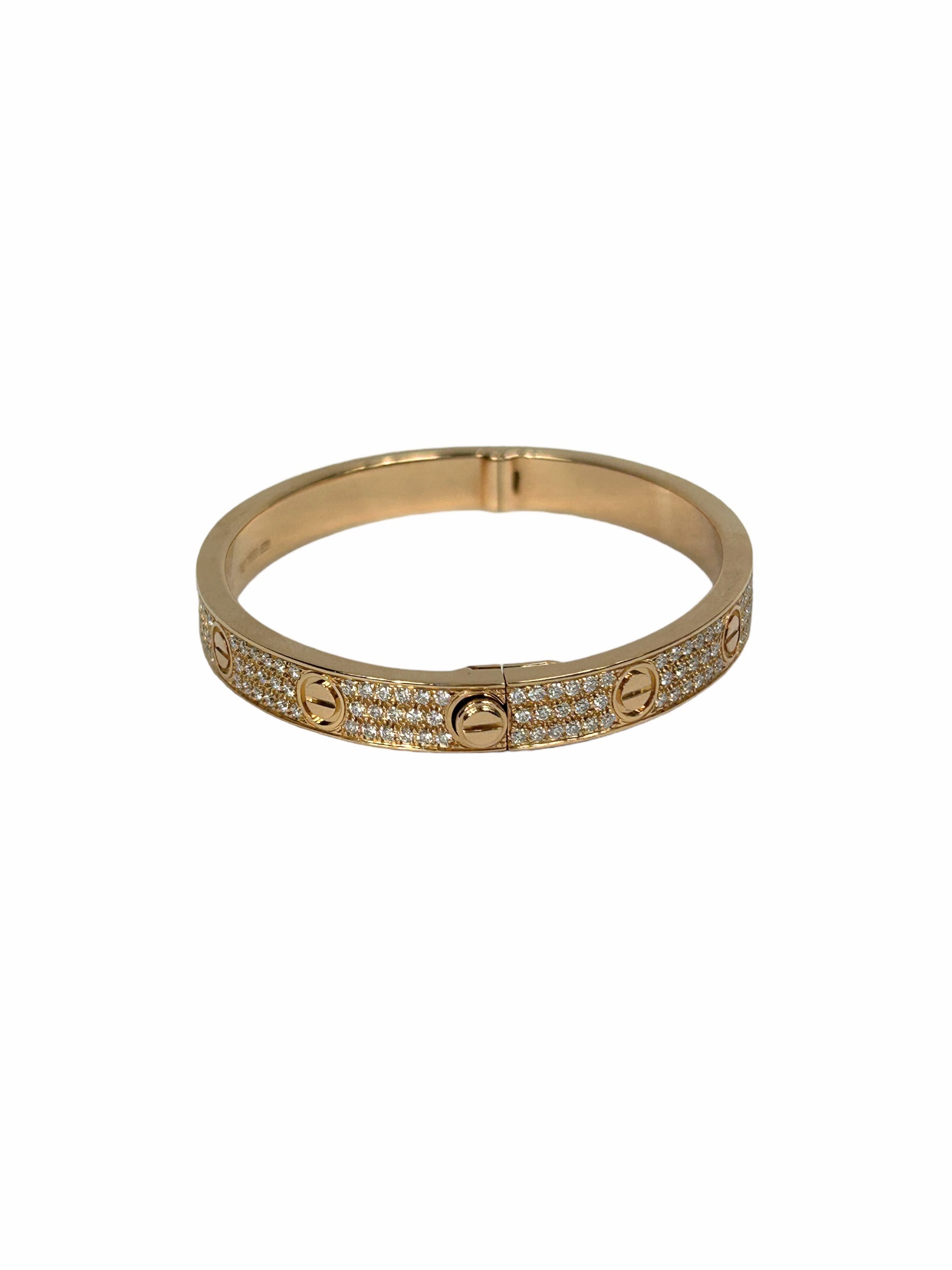 18K Rose Gold Diamond Paved Love Bracelet-ON LAYAWAY