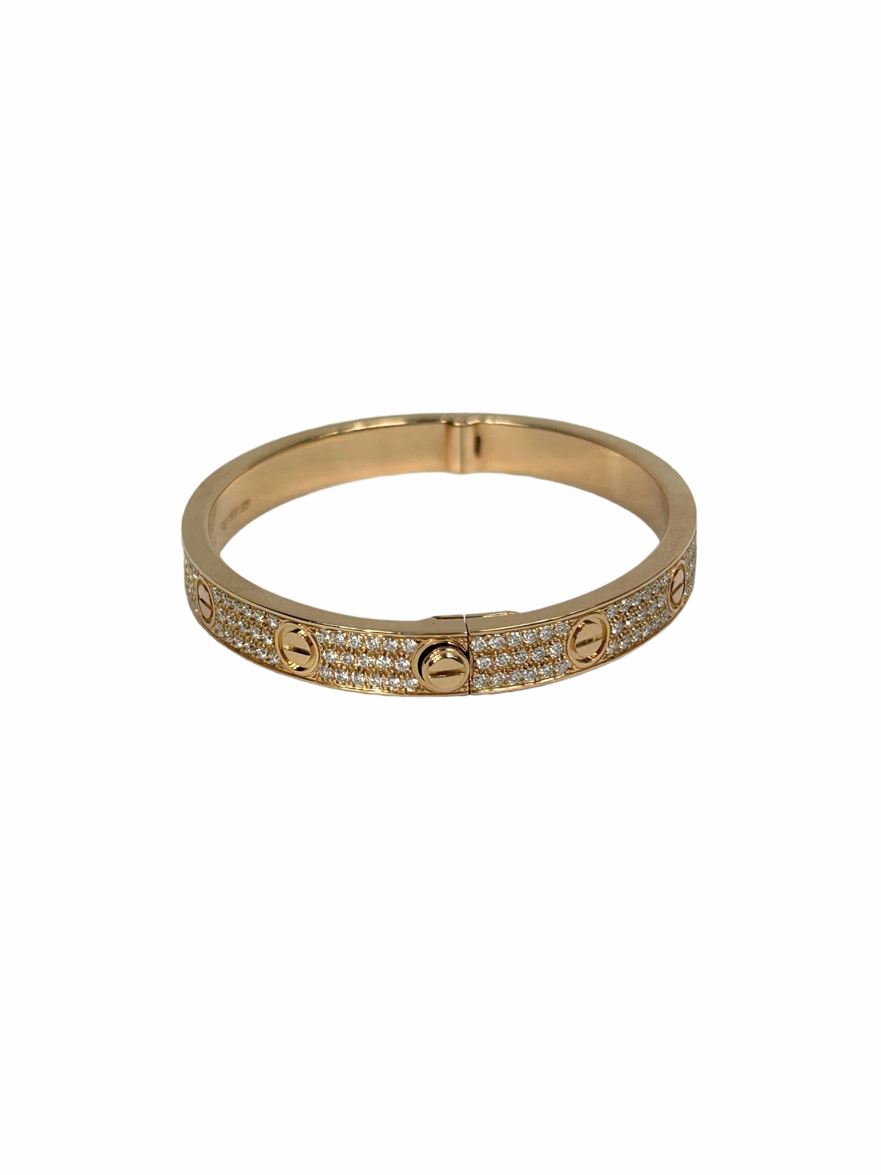 18K Rose Gold Diamond Paved Love Bracelet