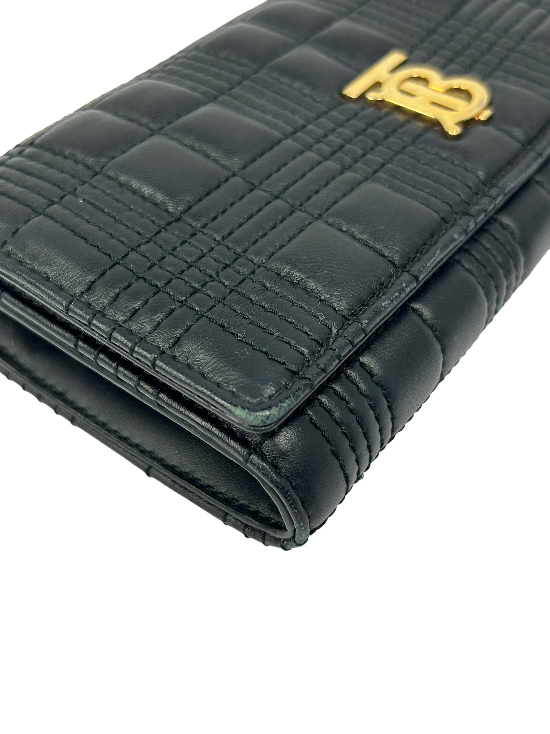 Black Quilted Lola Lambskin Leather Wallet