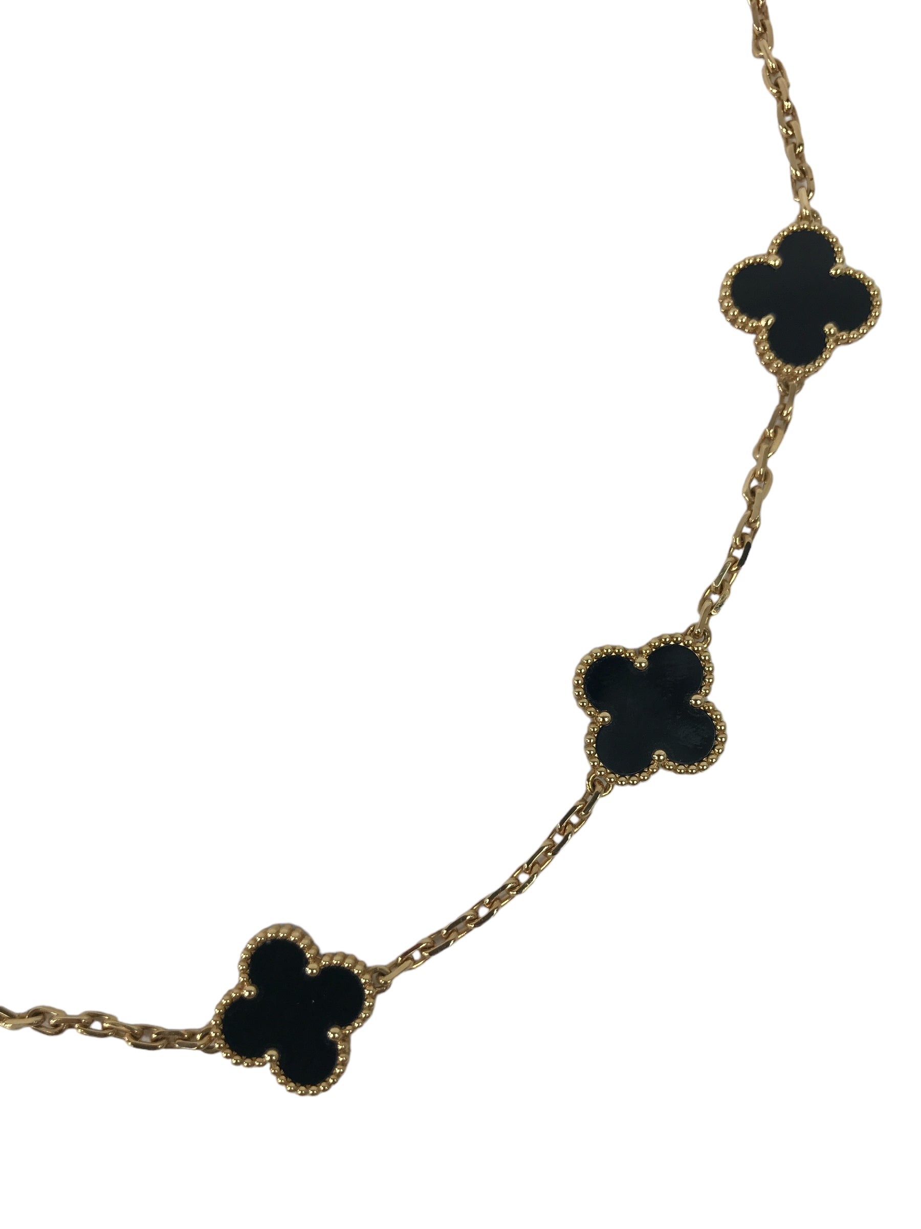 Alhambra Onyx 10 Motifs 18K Yellow Gold Necklace