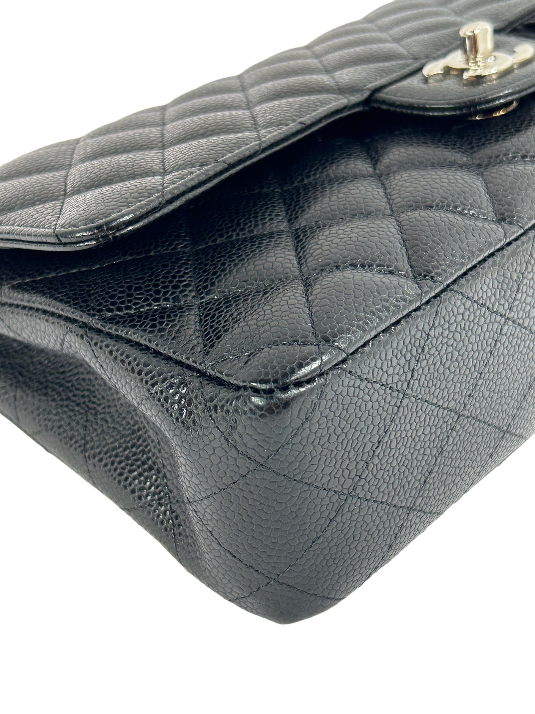 Black Quilted Caviar Double Classic Medium Flap Bag w/SHW- PENDING