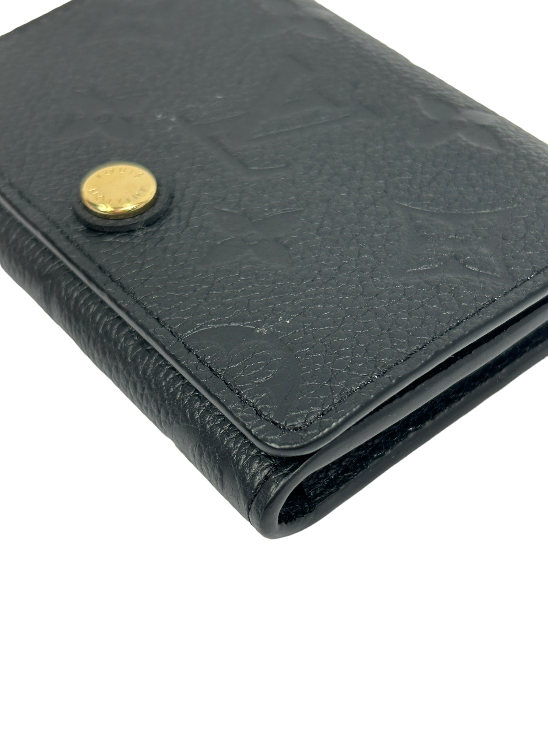 Black Empriente Cowhide Leather Mini Victorine Wallet w/ GHW