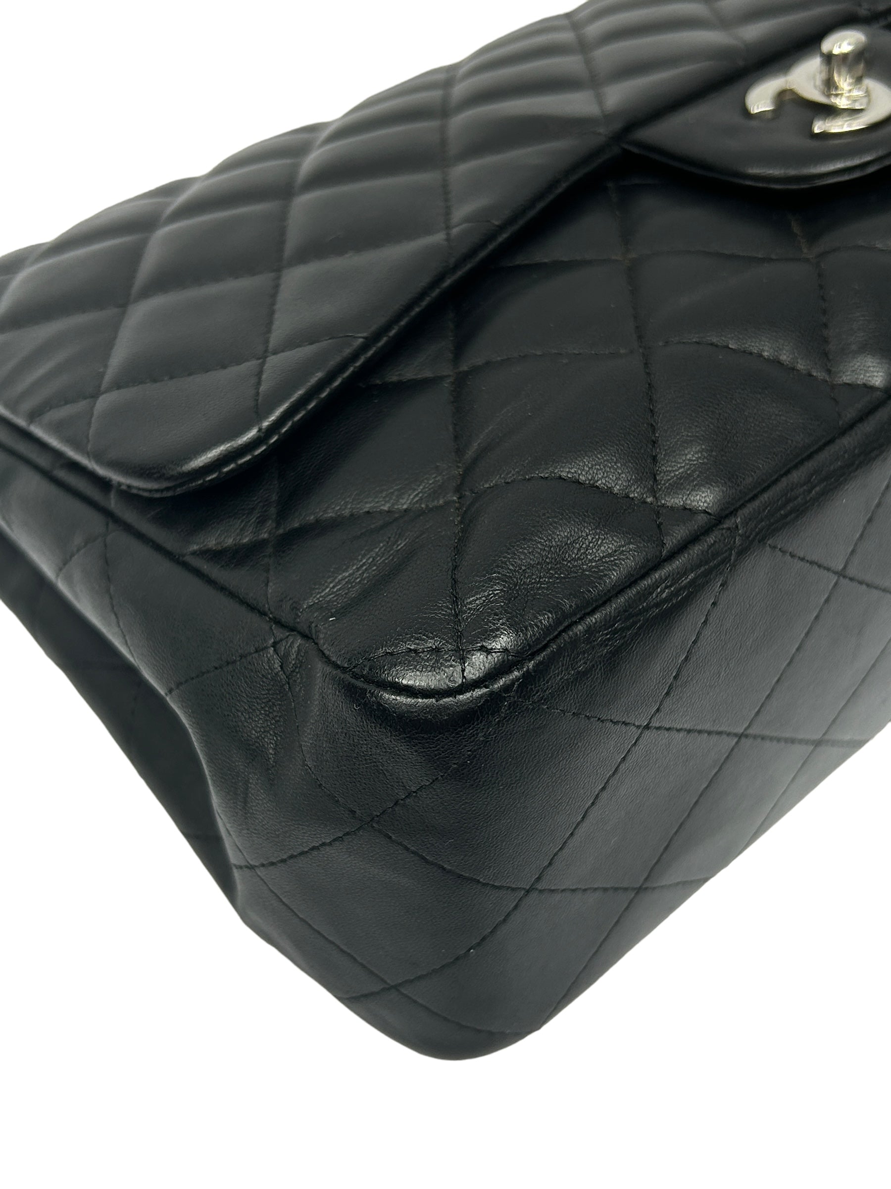 black Quilted Lambskin Single Flap Classic Jumbo w/SHW