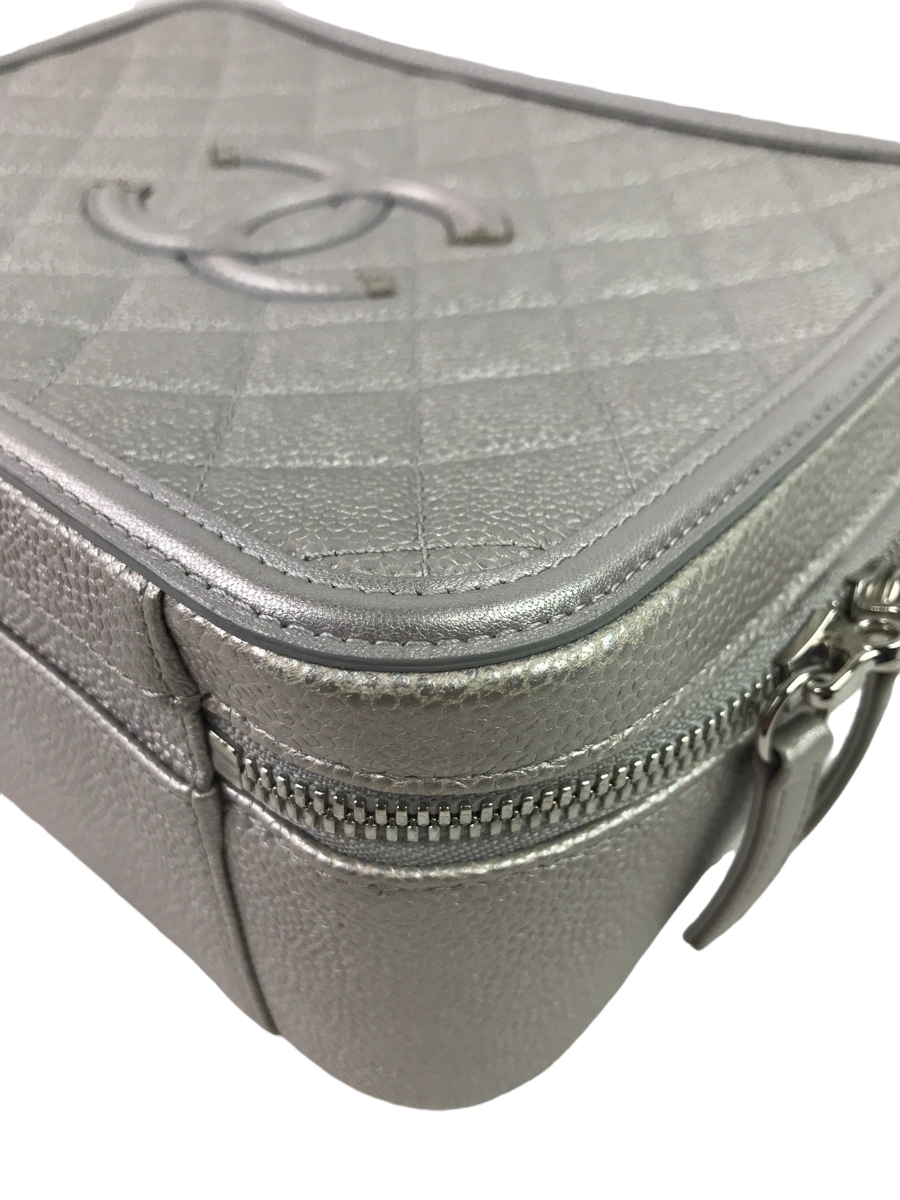 Caviar Silver Large CC Vanity Case Bag W/SHW