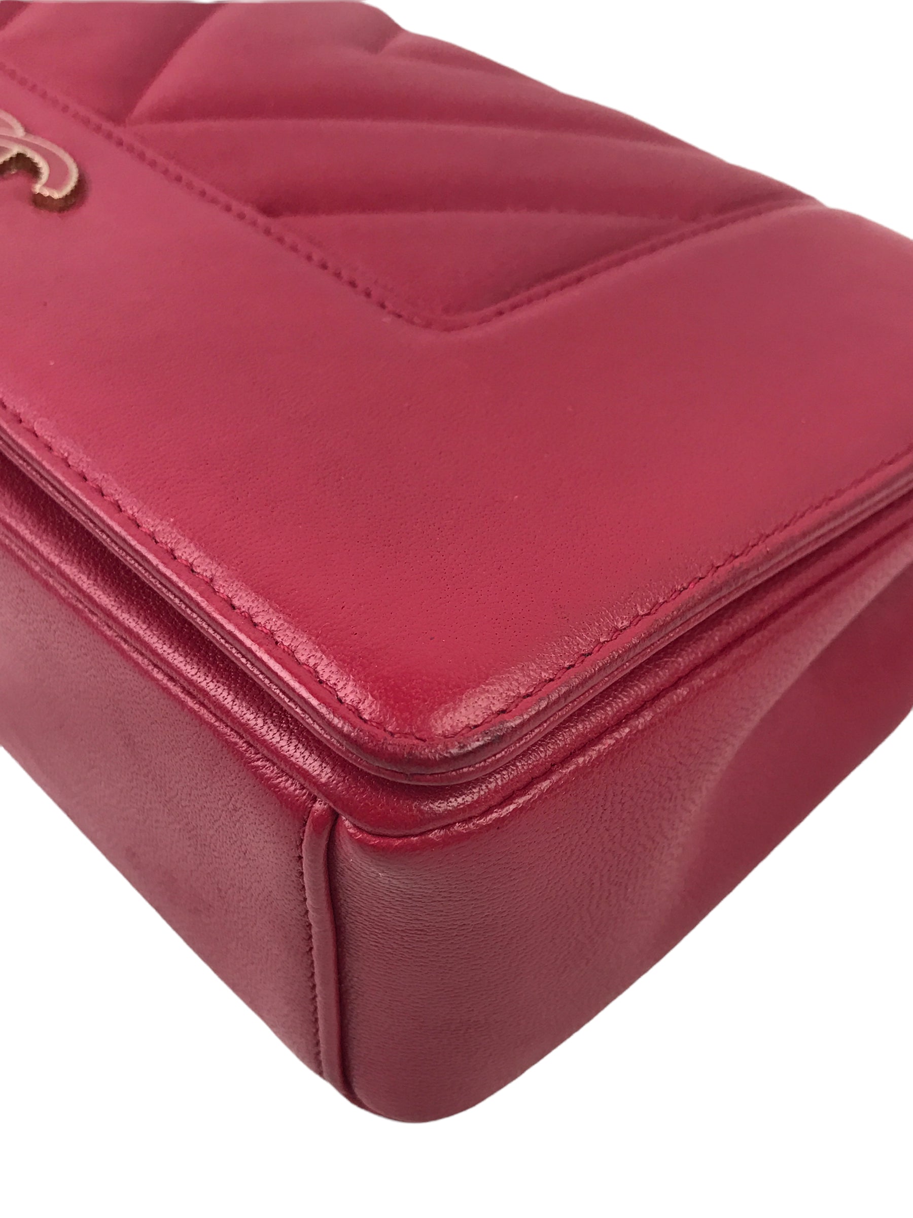 Fuchsia Pink Mademoiselle Vintage Sheepskin Flap Bag W/GHW