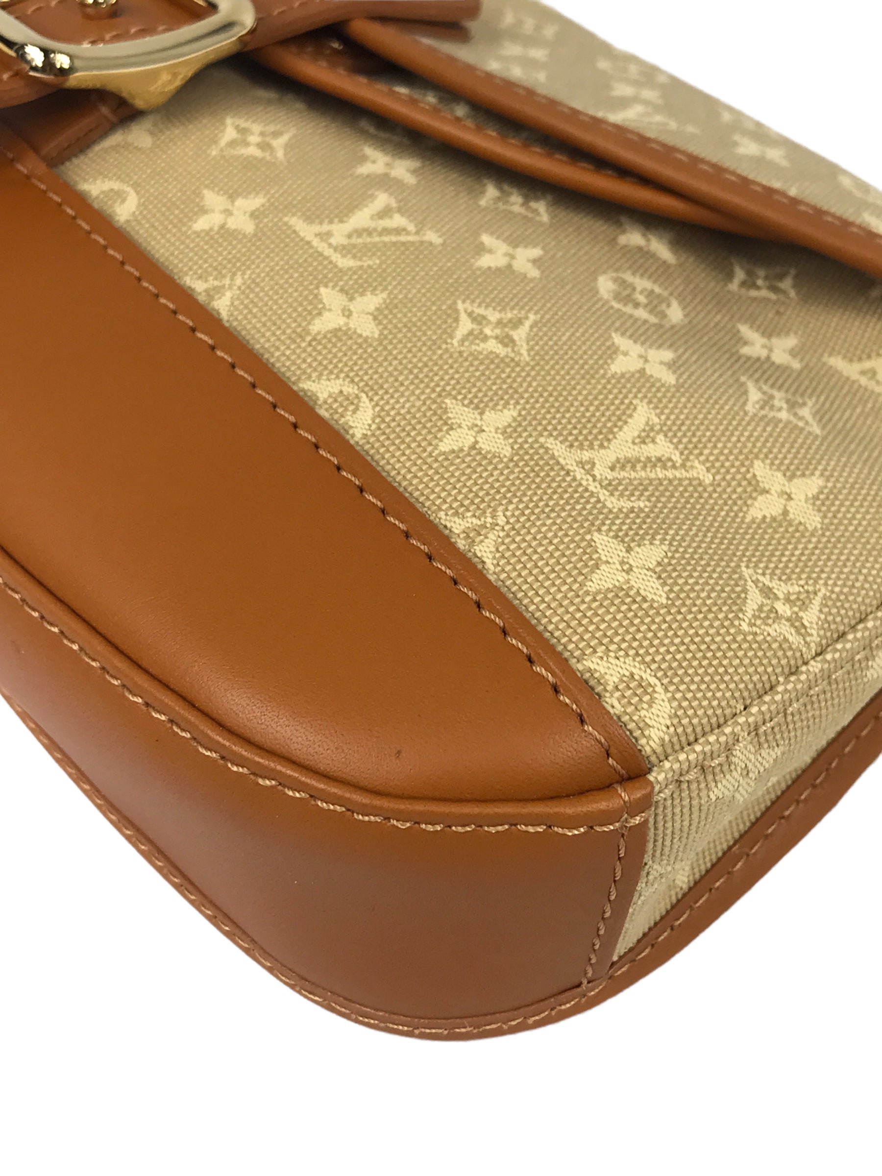 Vintage Beige Monogram Mini Lin Majorie Single Flap Shoulder Bag w/GHW