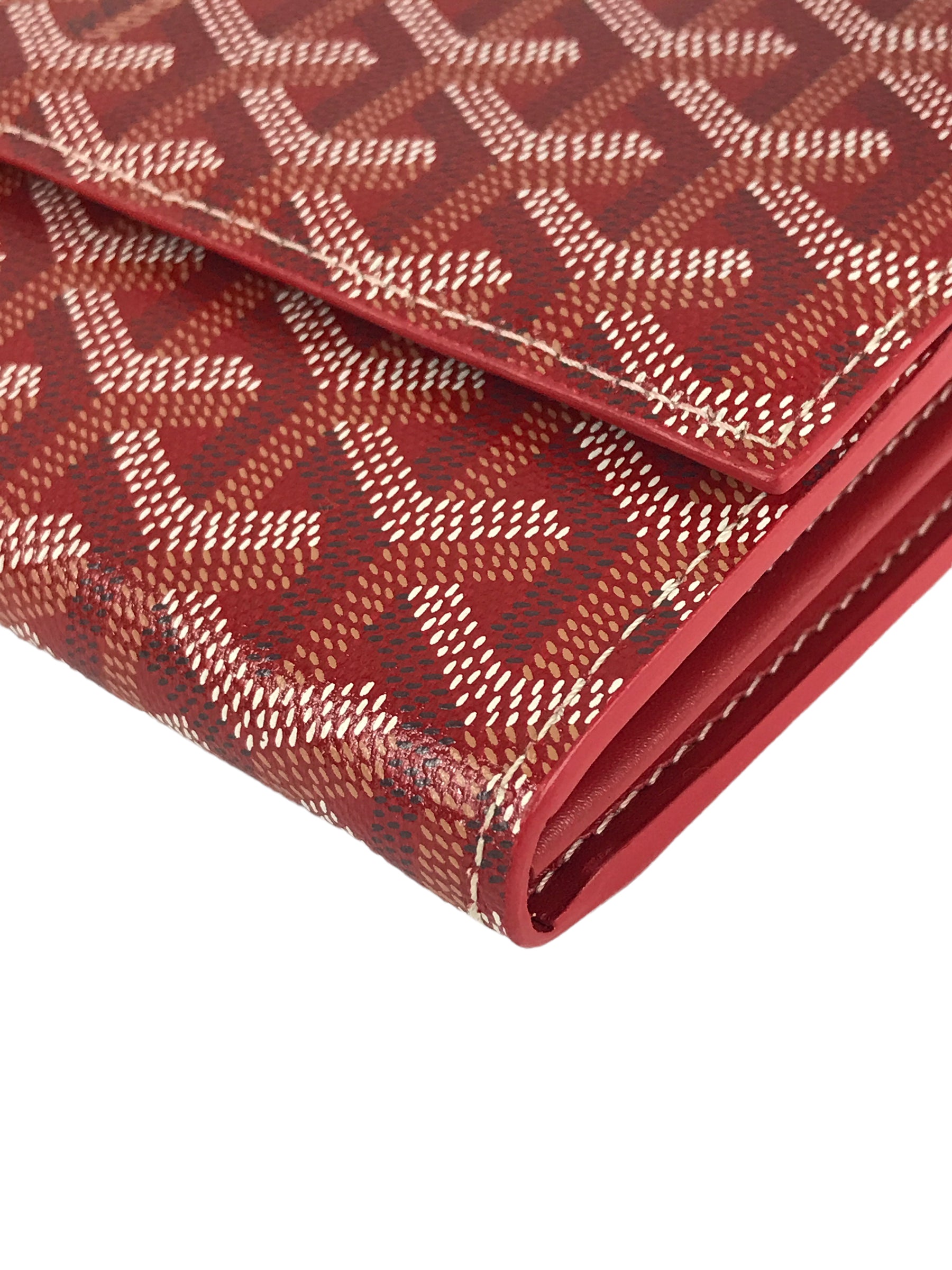 Red Canvas and Red Calfskin Leather Varenne Continental Wallet