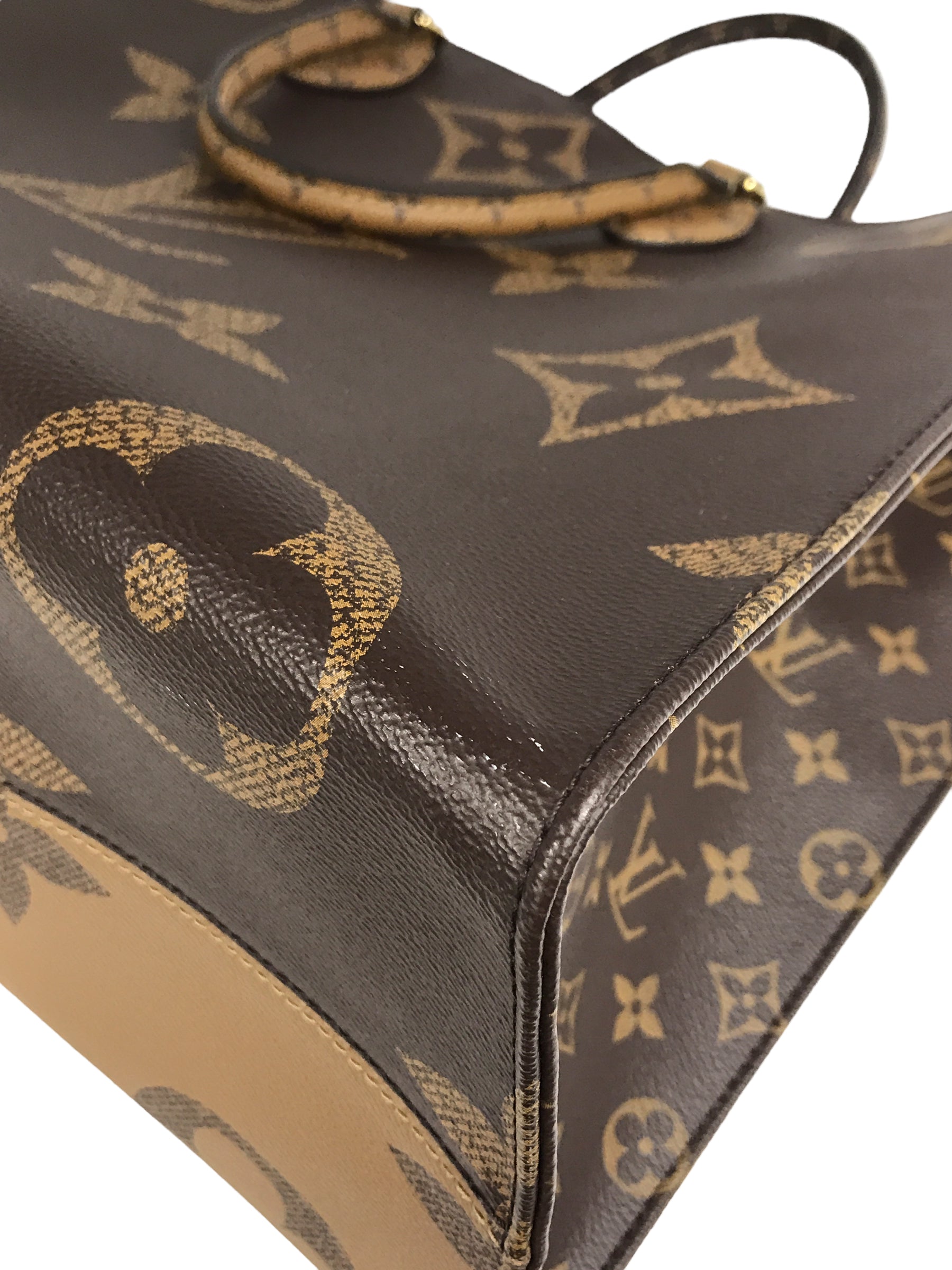 Brown Monogram Reverse Canvas OnTheGo GM Tote Bag W/GHW