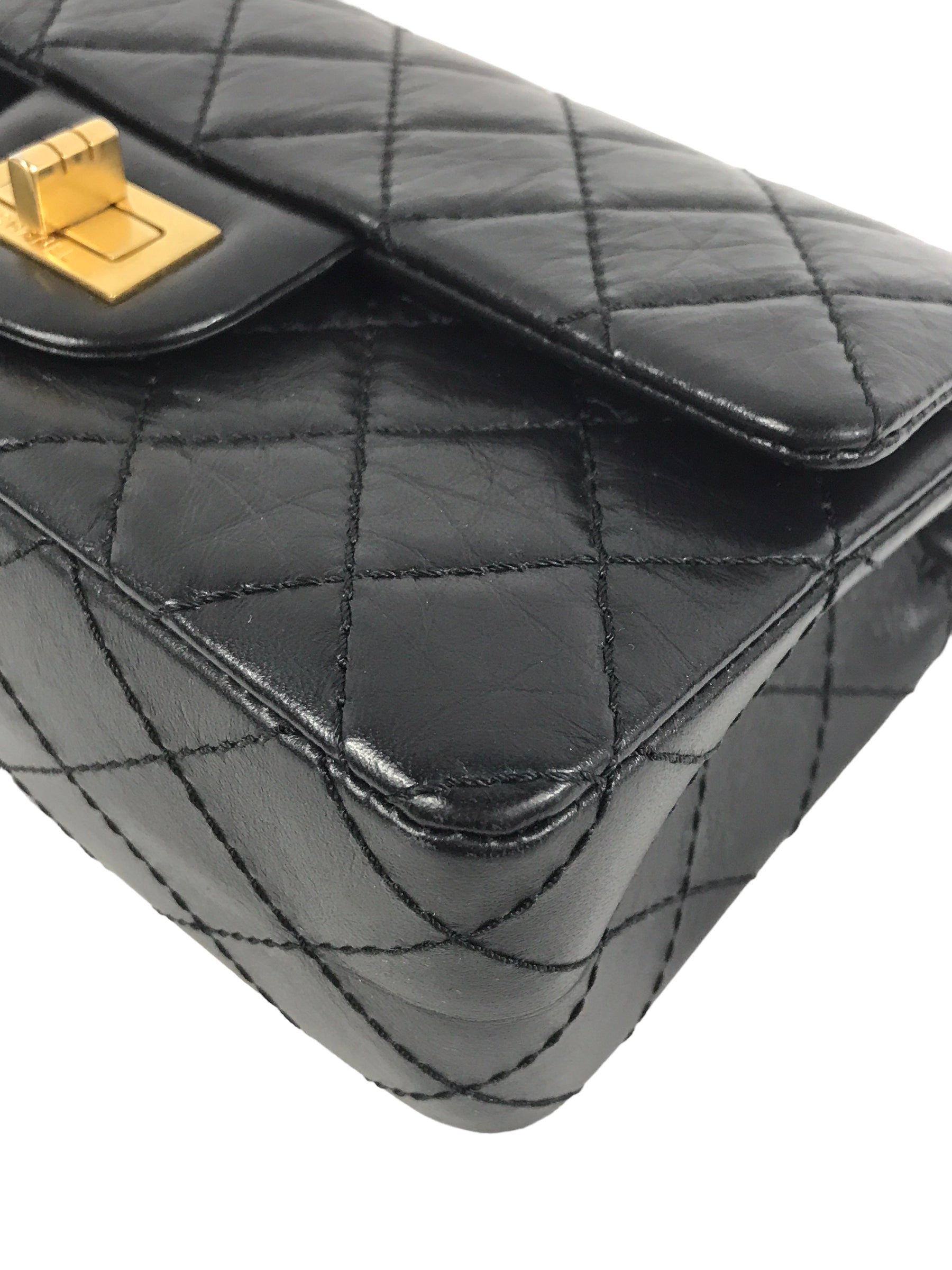 Black Quilted Crinkled Lambskin Reissue Mini 2.55 W/AGHW