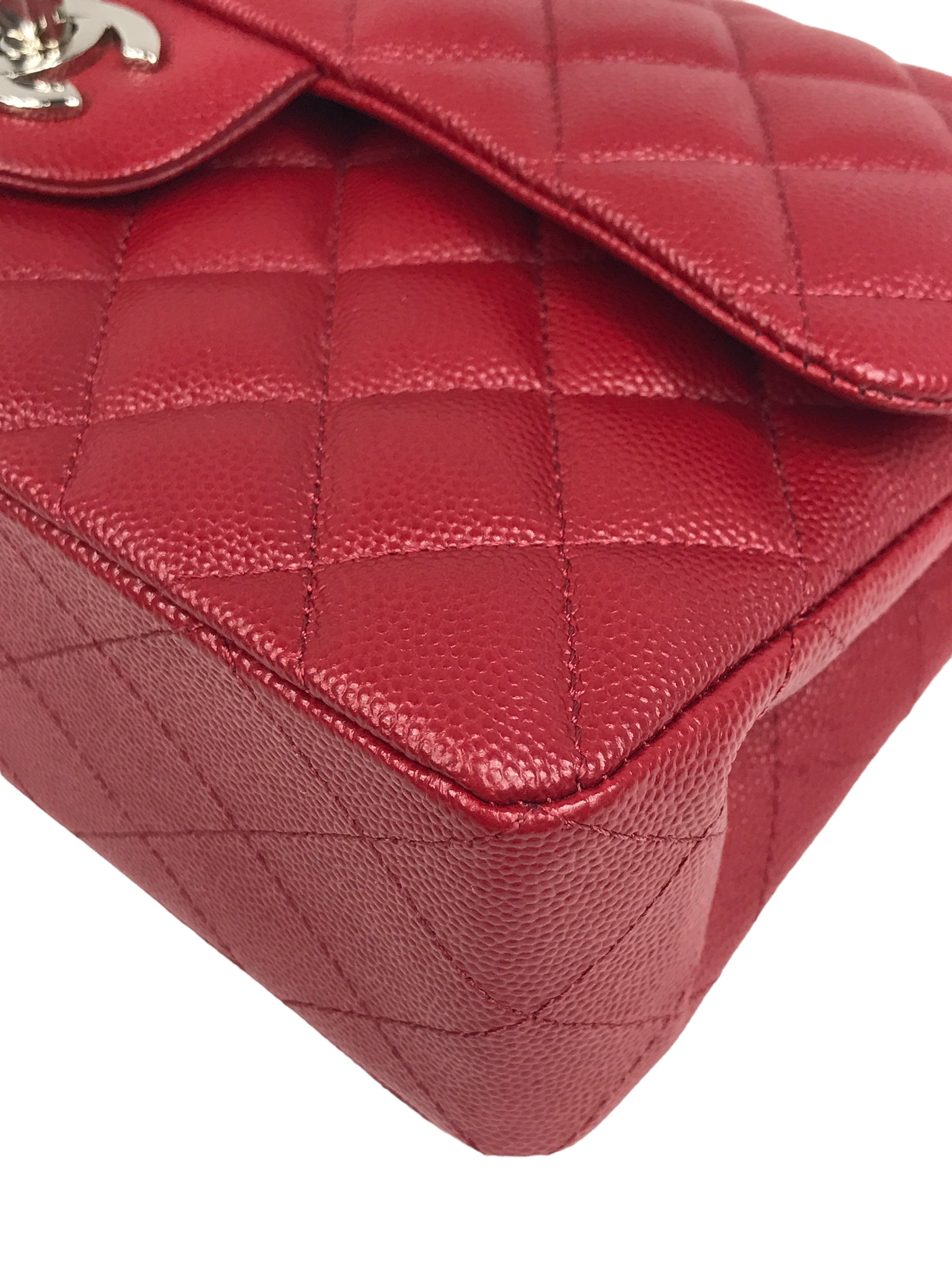 17B Red Caviar Quilted Double Flap Small W/SHW