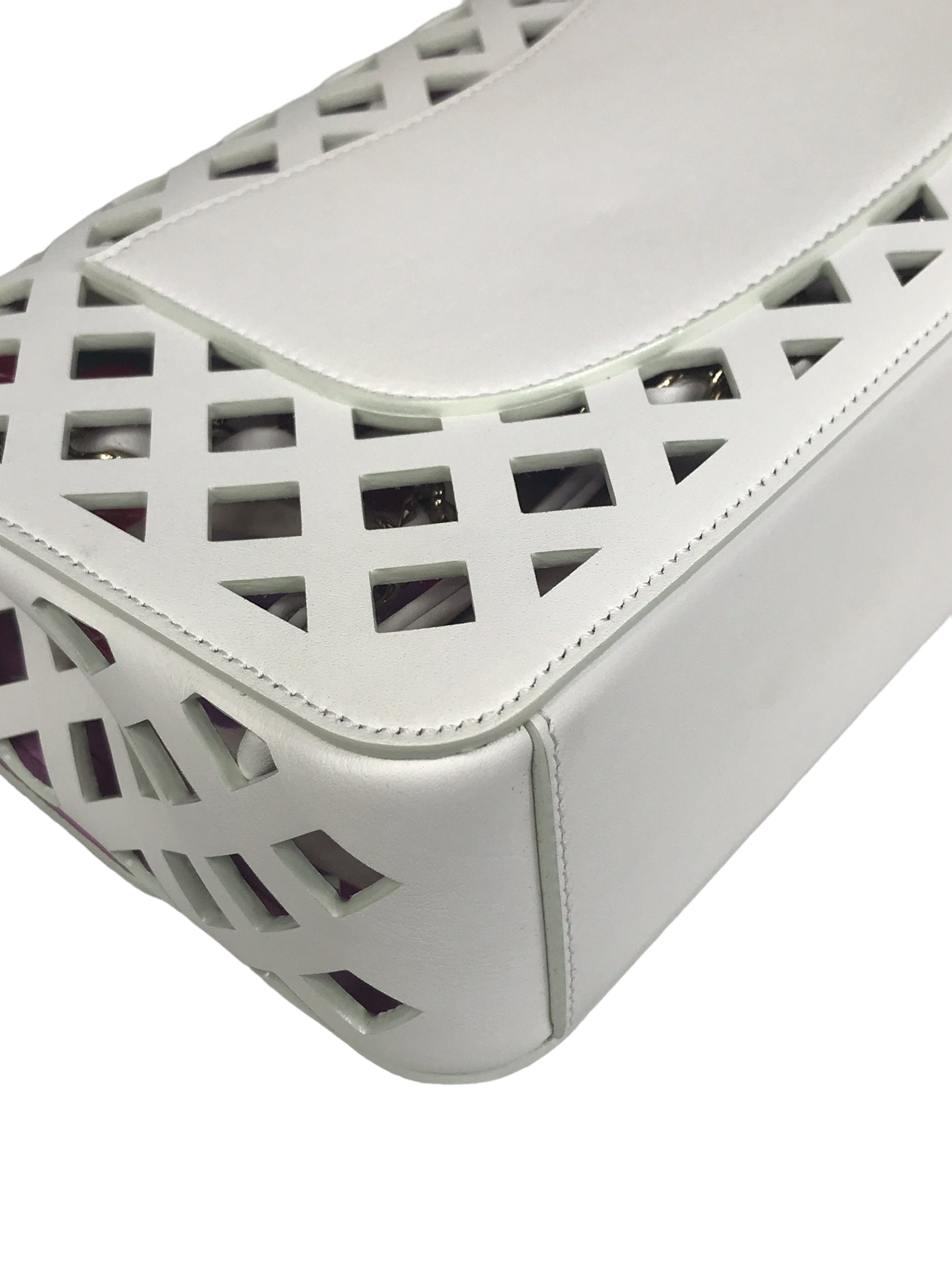 White Leather “See Through” Flap Bag w/GHW